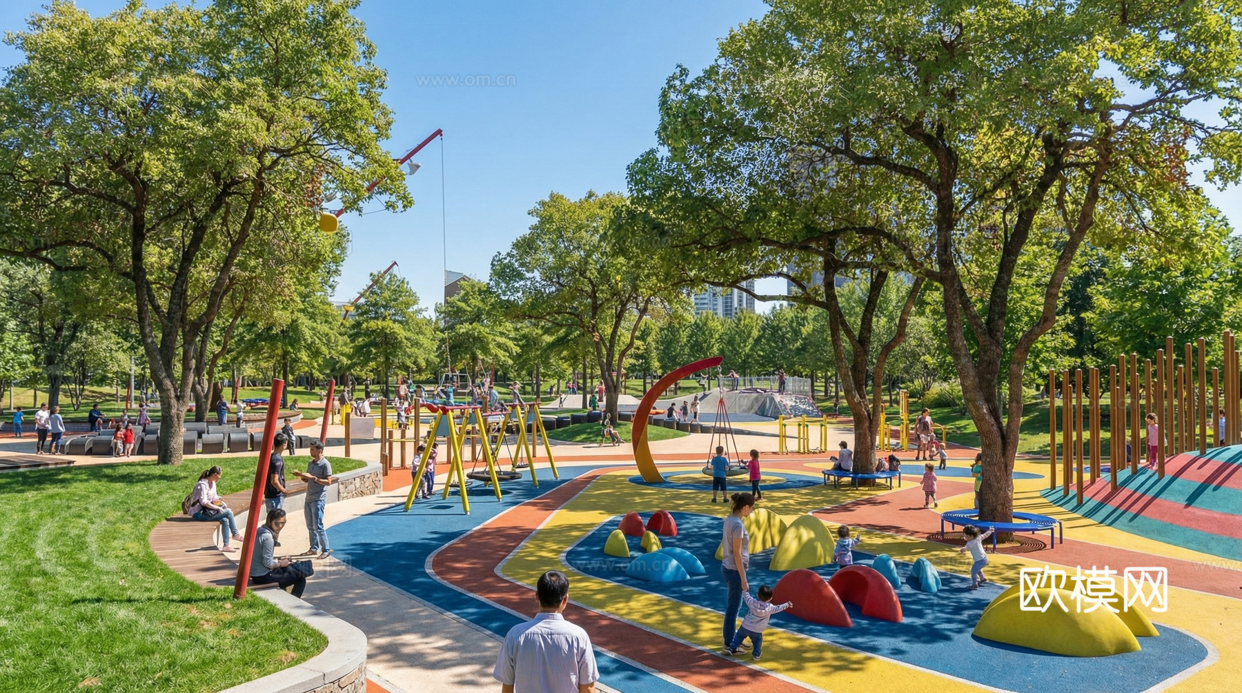 现代体育公园景观_廊架_运动设施su模型