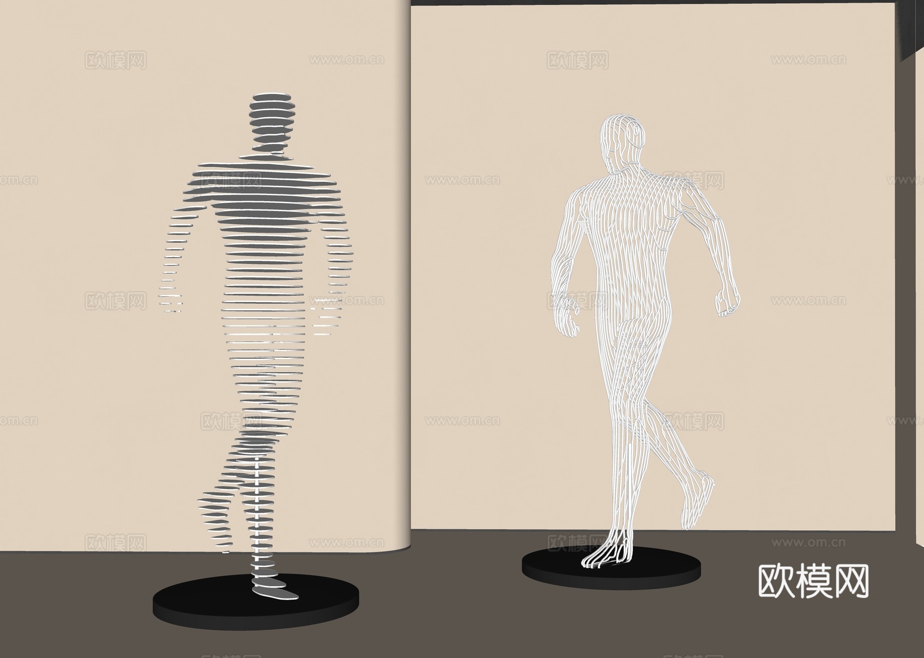 人物切片雕塑 人物摆件 雕塑摆件 景观小品 公园人物雕塑 人su模型