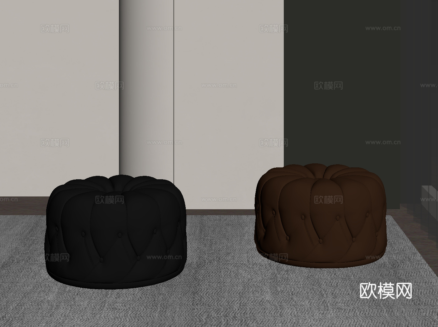 现代意式沙发凳 换鞋凳su模型