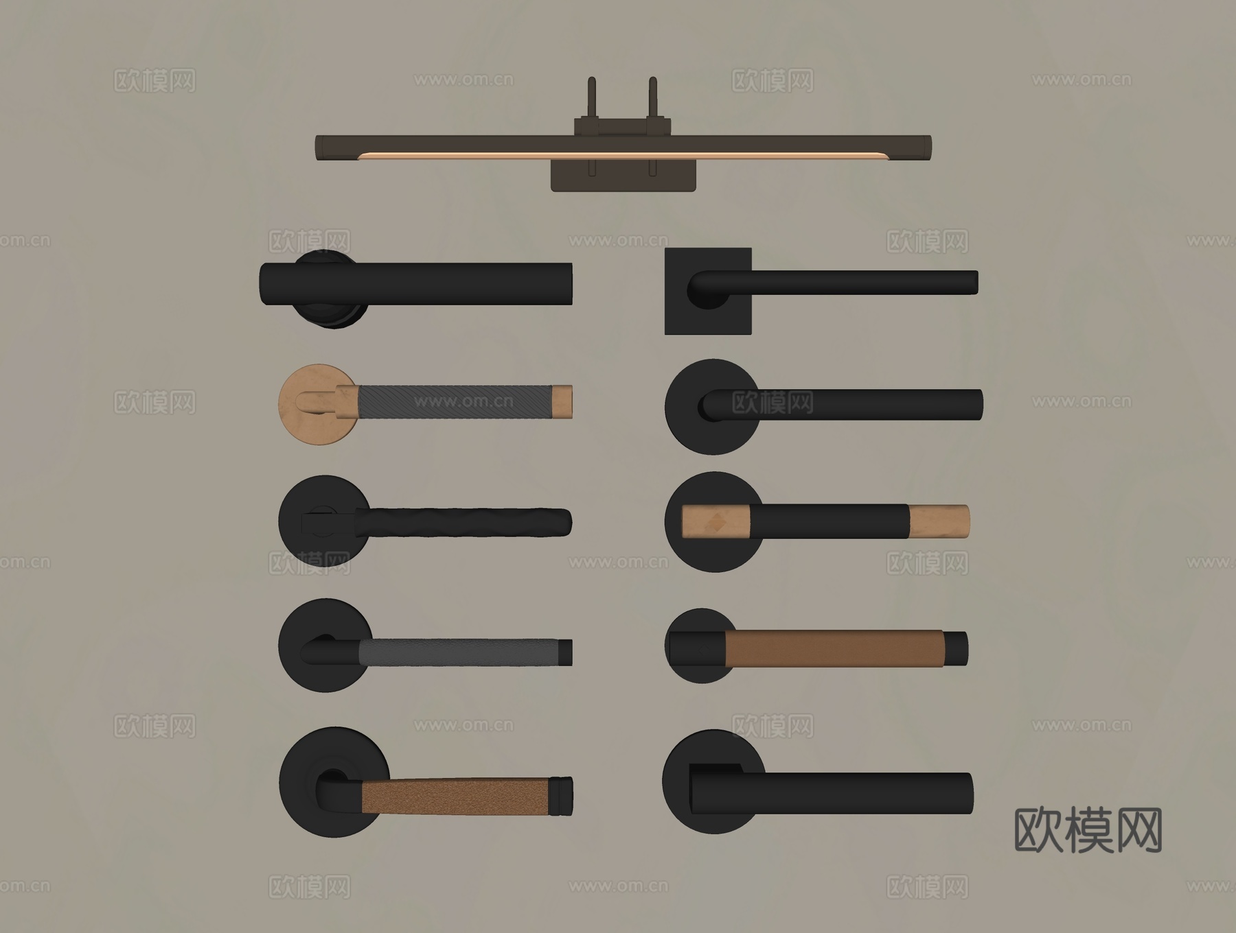 现代拉手门把手su模型