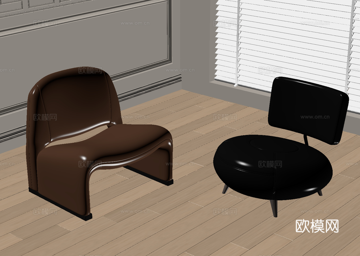 现代意式休闲椅 沙发凳su模型
