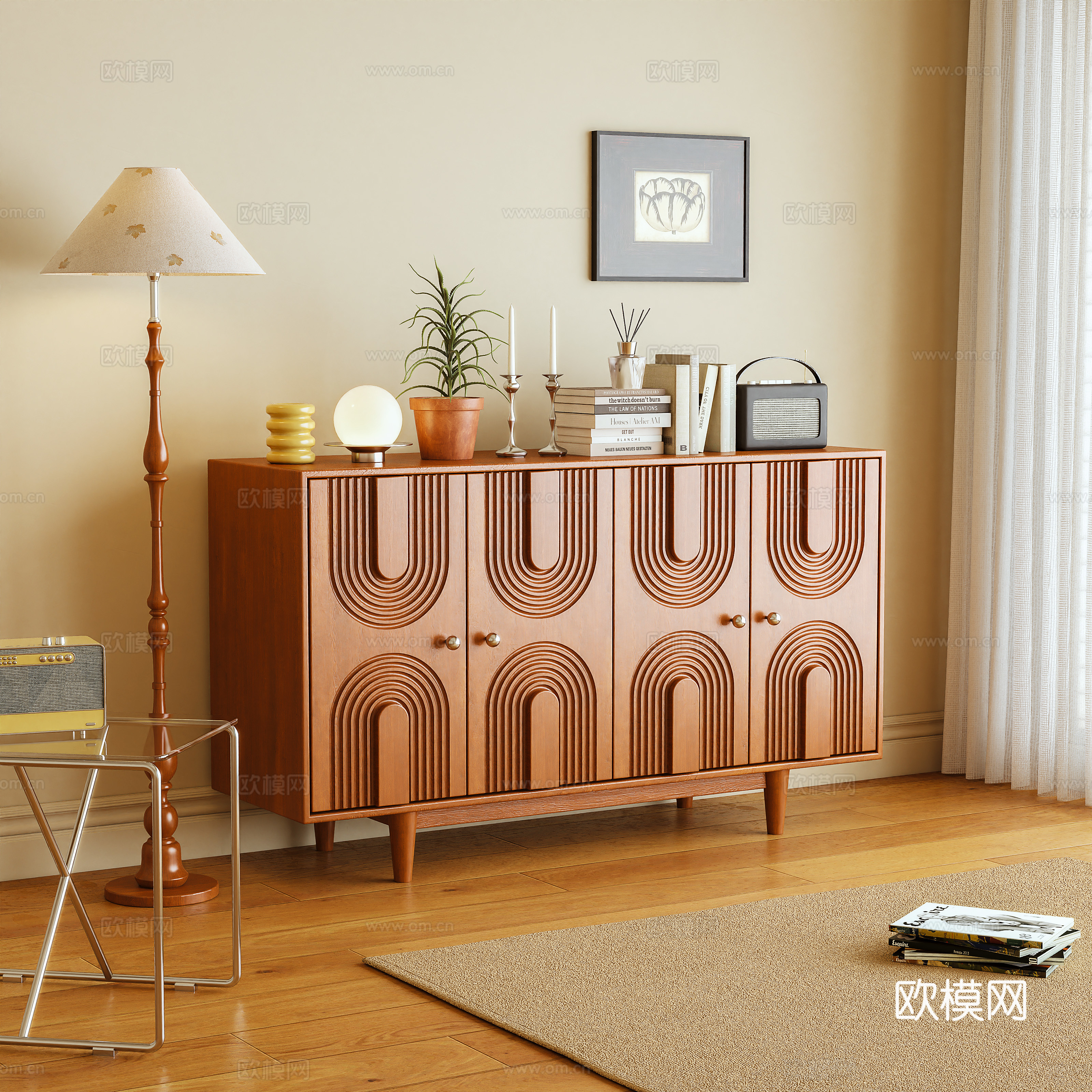 玄关柜 端景柜 边柜 储物柜 摆件3d模型下载