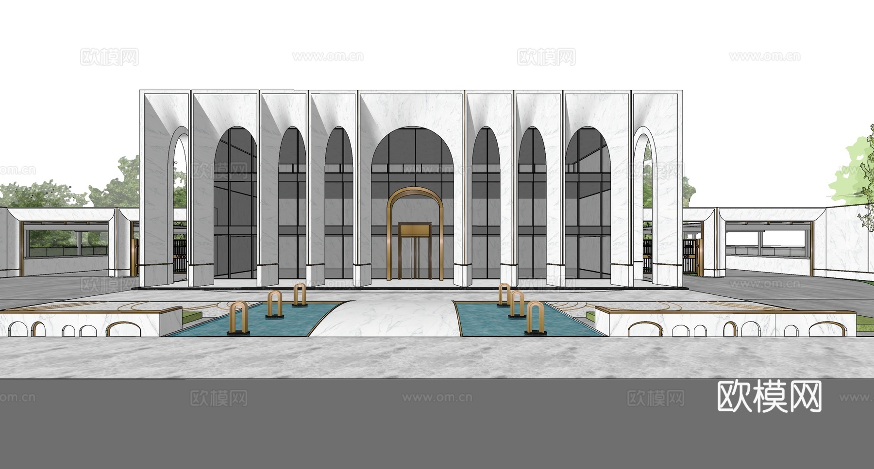 现代售楼处建筑 售楼部建筑su模型
