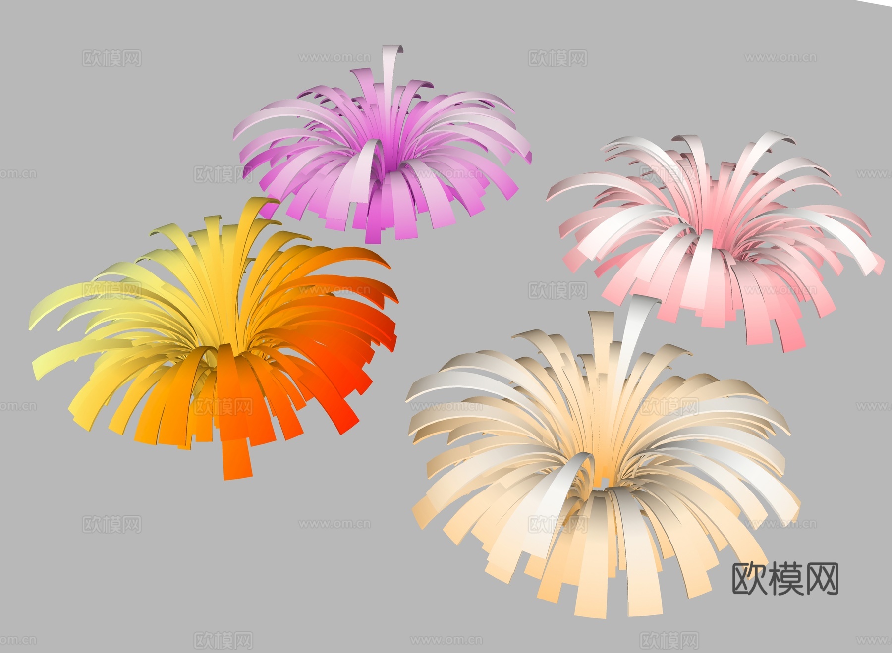 现代花朵 花朵小品 景观小品 城市雕塑 景观雕塑 花朵雕塑su模型