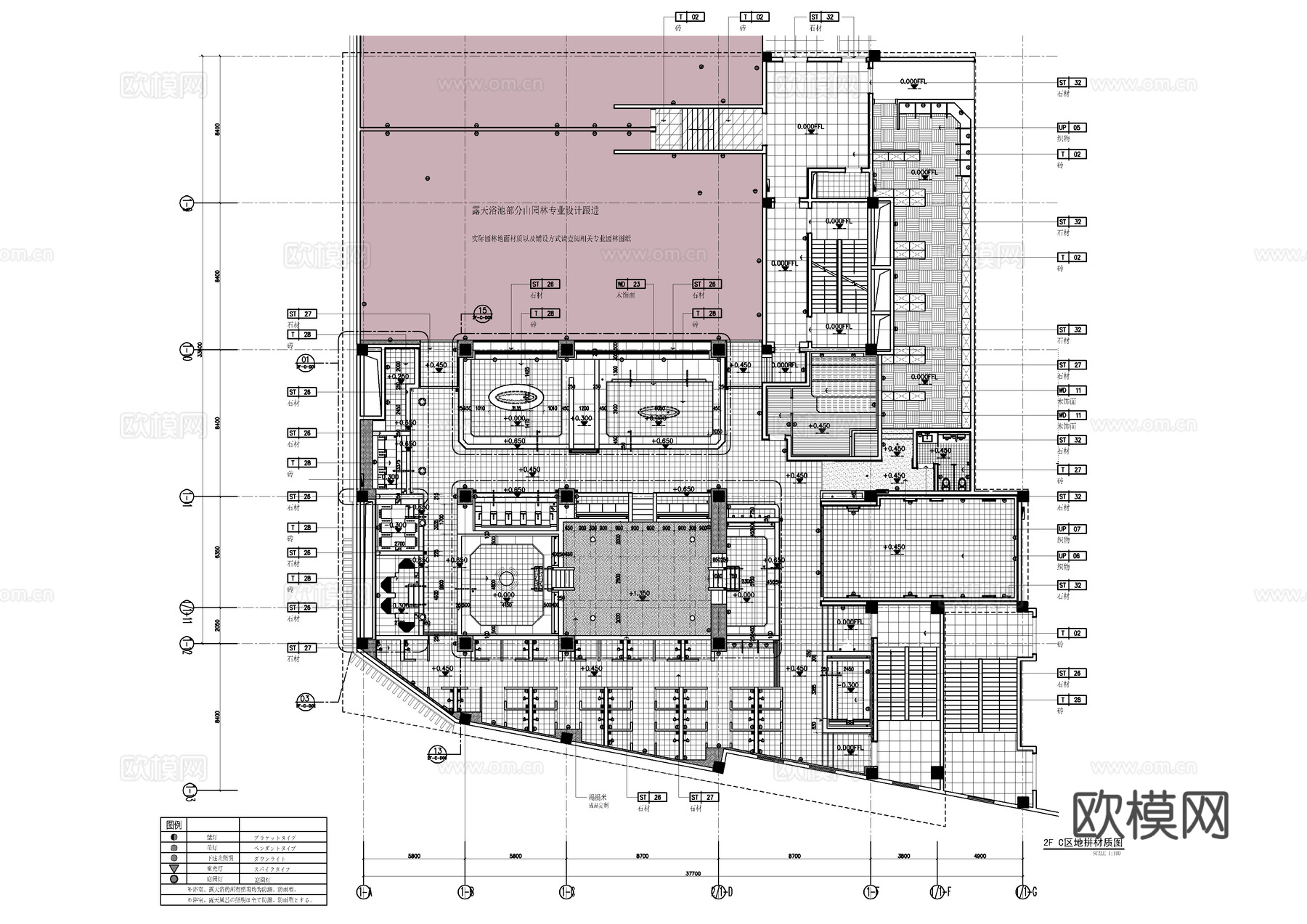 男子温泉洗浴中心施工详图 男子温泉大浴场 休闲娱乐会所 SPcad施工图cad施工图
