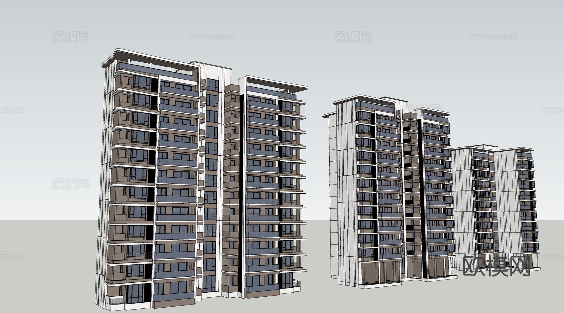 现代高层住宅  小区住宅建筑 多层住宅su模型