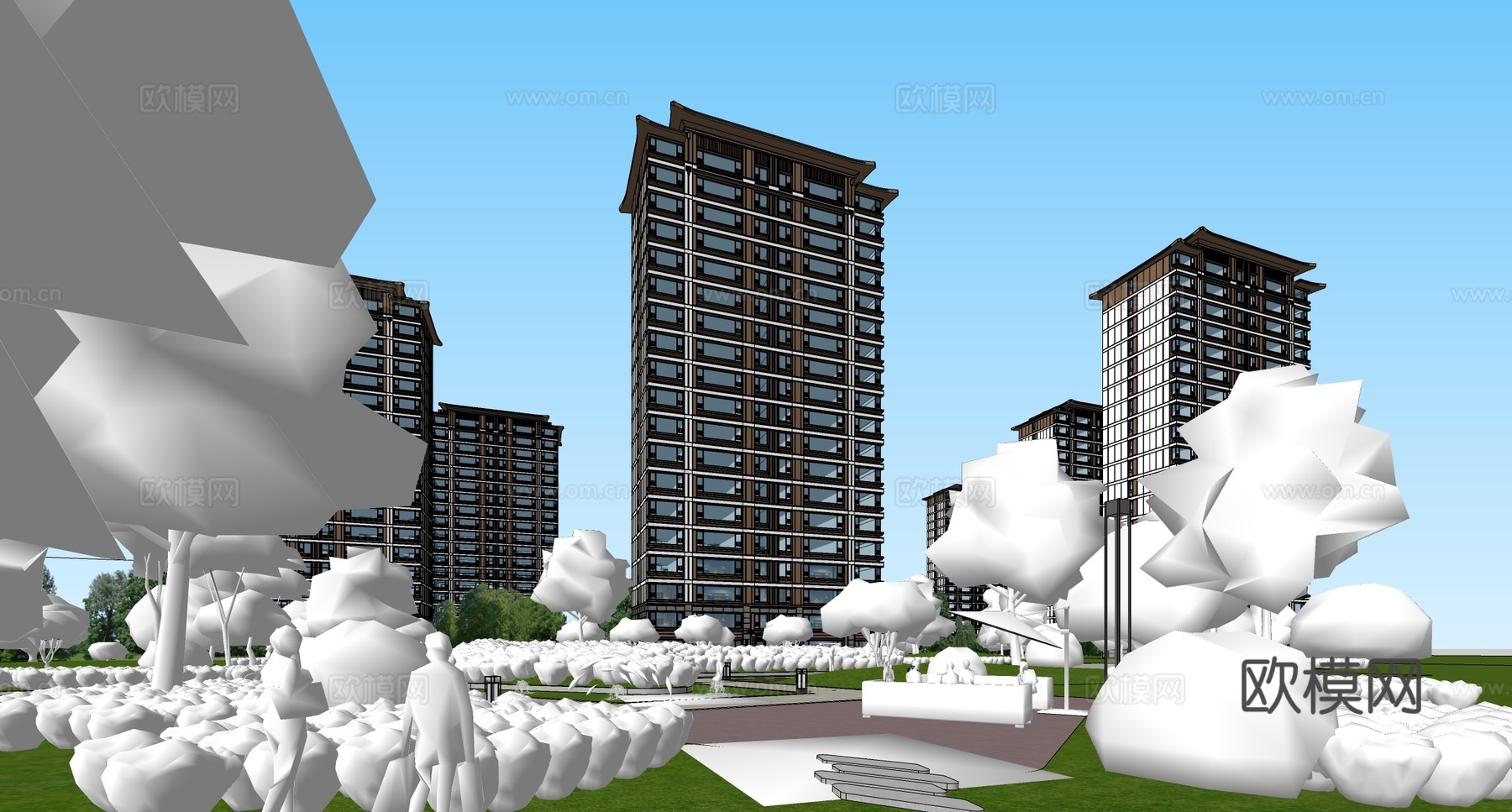 现代高层住宅  小区住宅建筑 高端住宅su模型