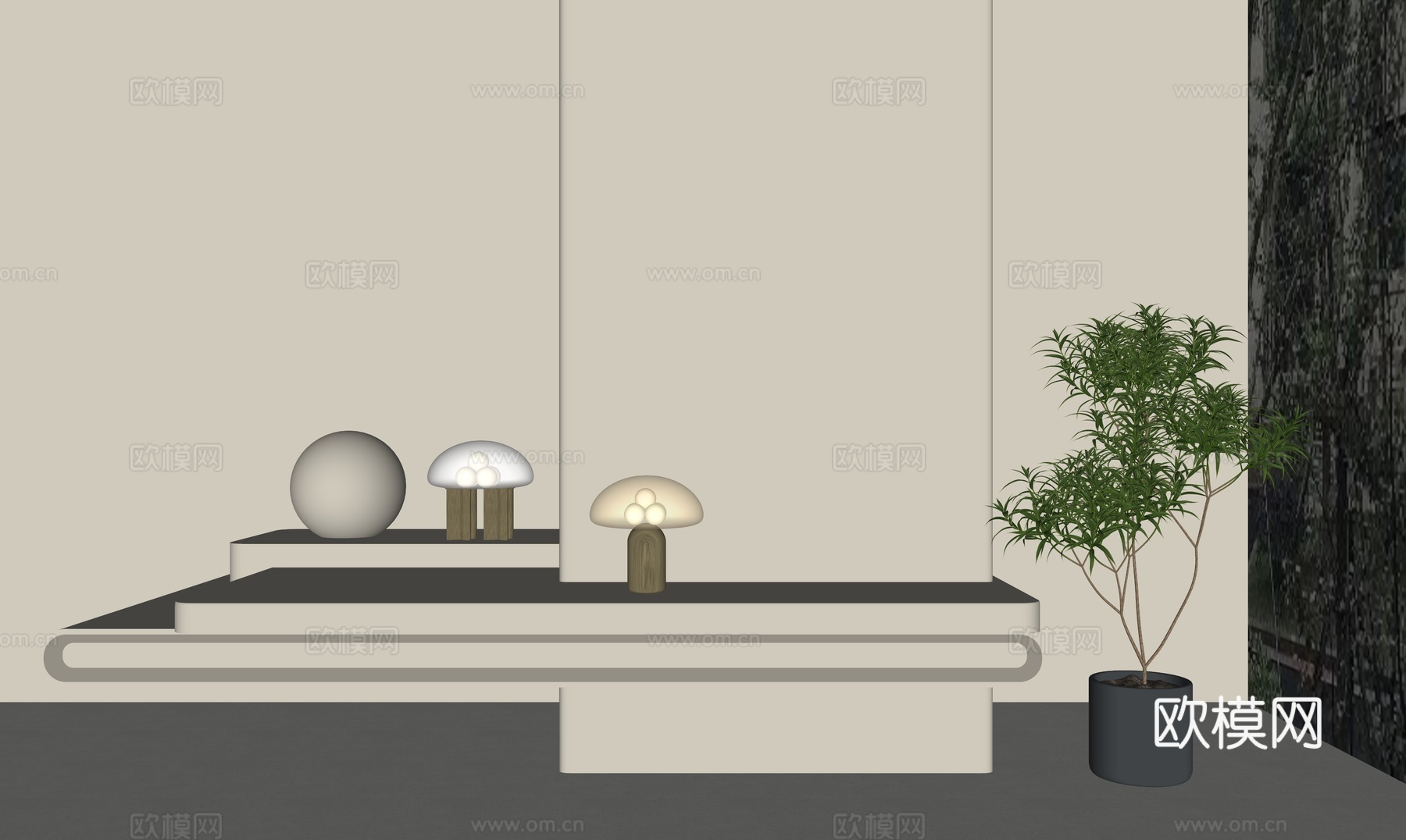 现代台灯 奶油台灯 侘寂台灯su模型