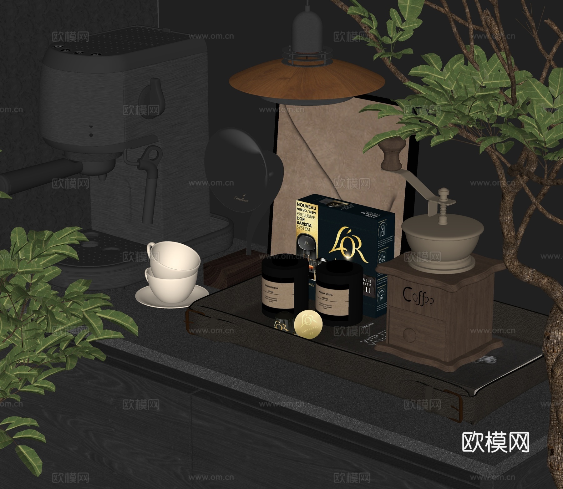 现代咖啡机摆件su模型