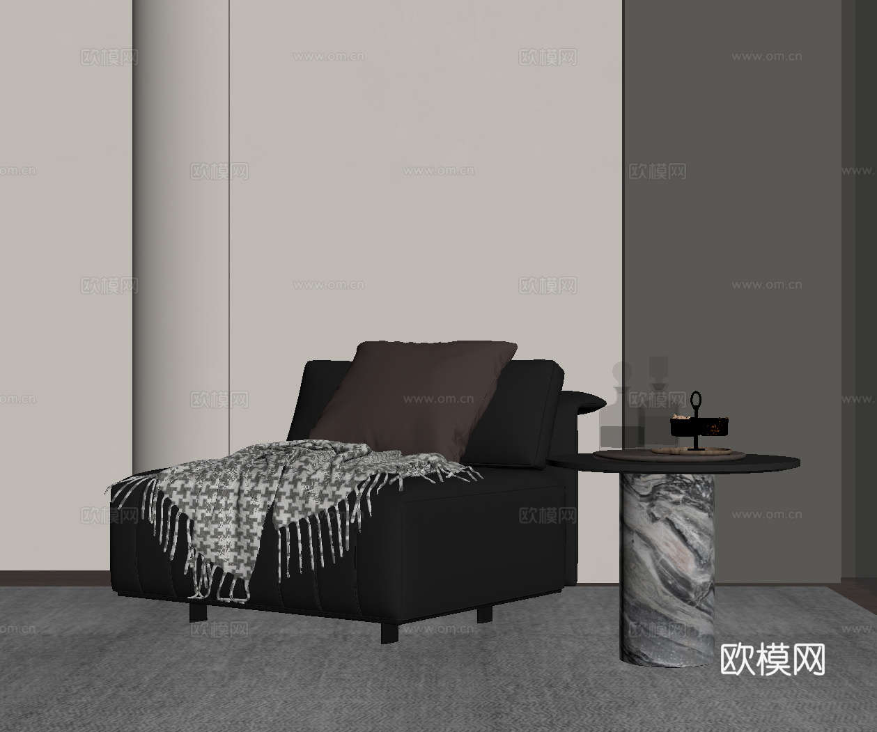 现代意式单人沙发su模型