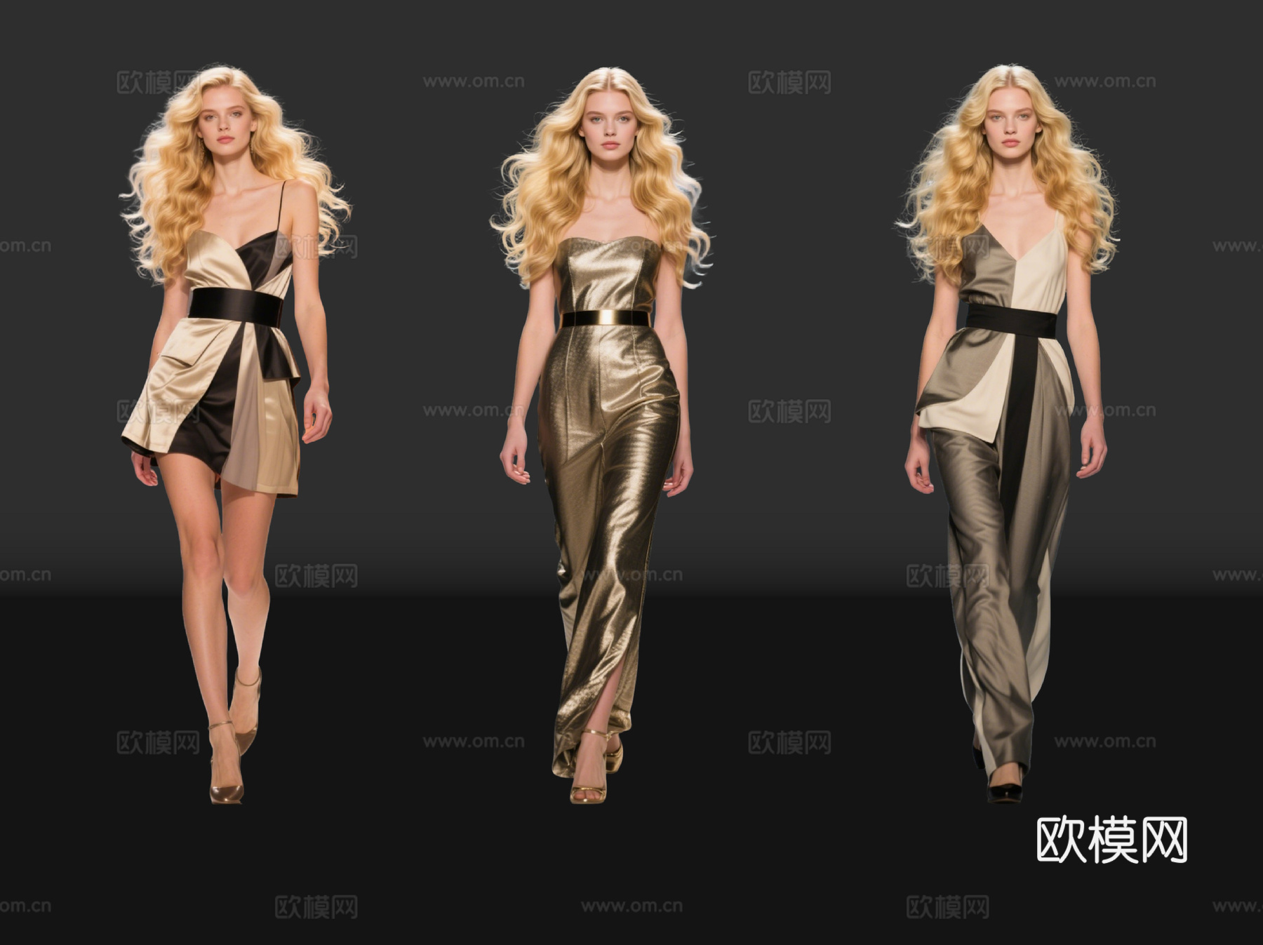 2D现代人物 T台走秀 时尚模特 晚礼服模特 现代美女su模型