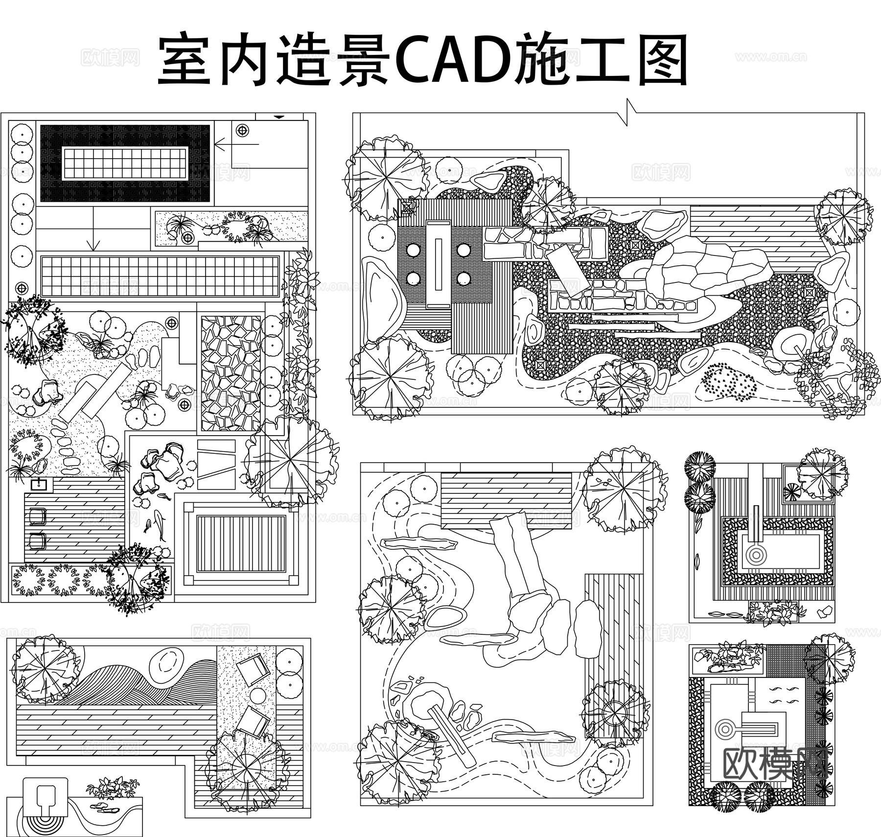 室内造景平面图CADcad施工图下载（渲染图1）