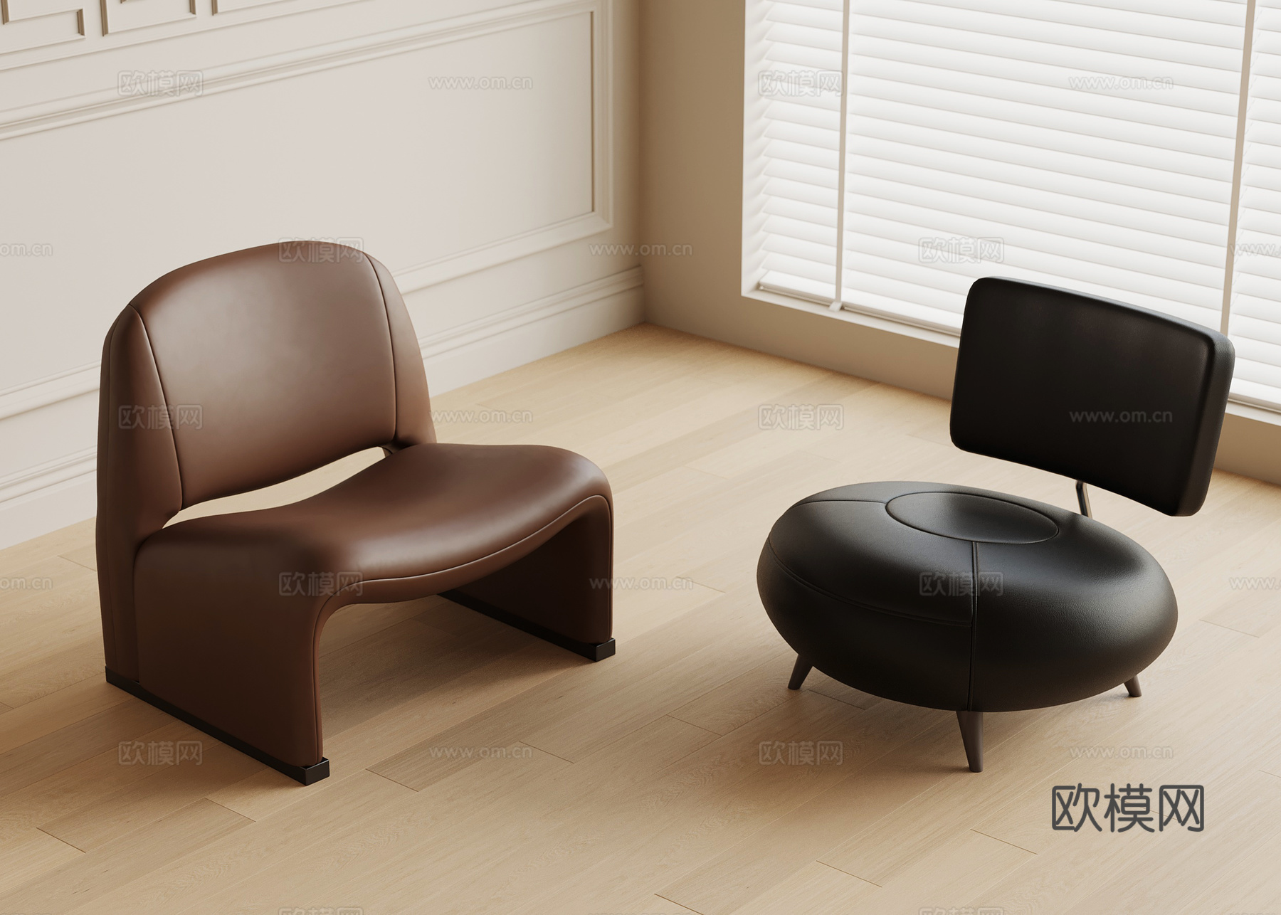 现代意式休闲椅 沙发凳su模型