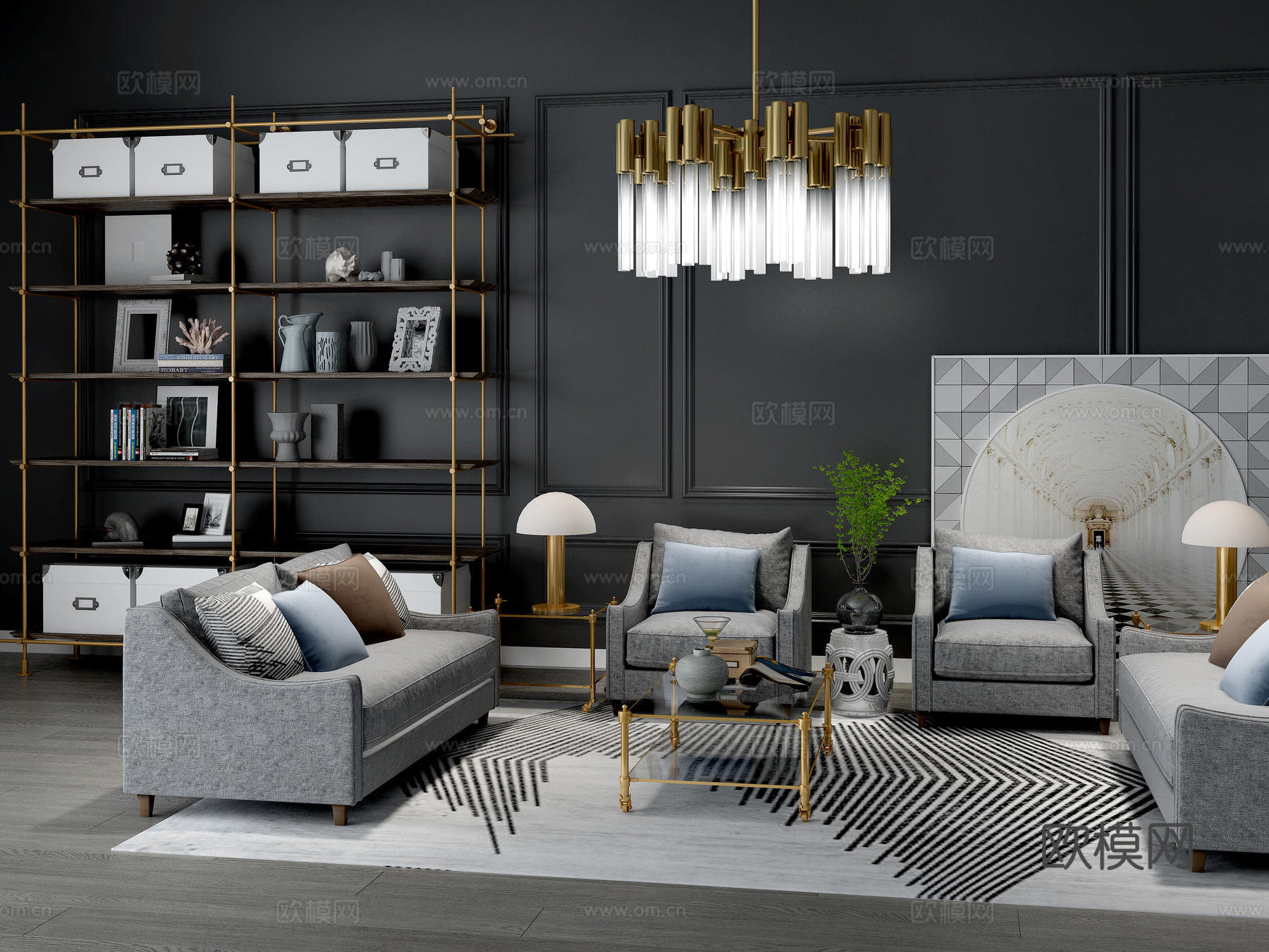 现代客厅 沙发茶几 后现代沙发茶几3d模型