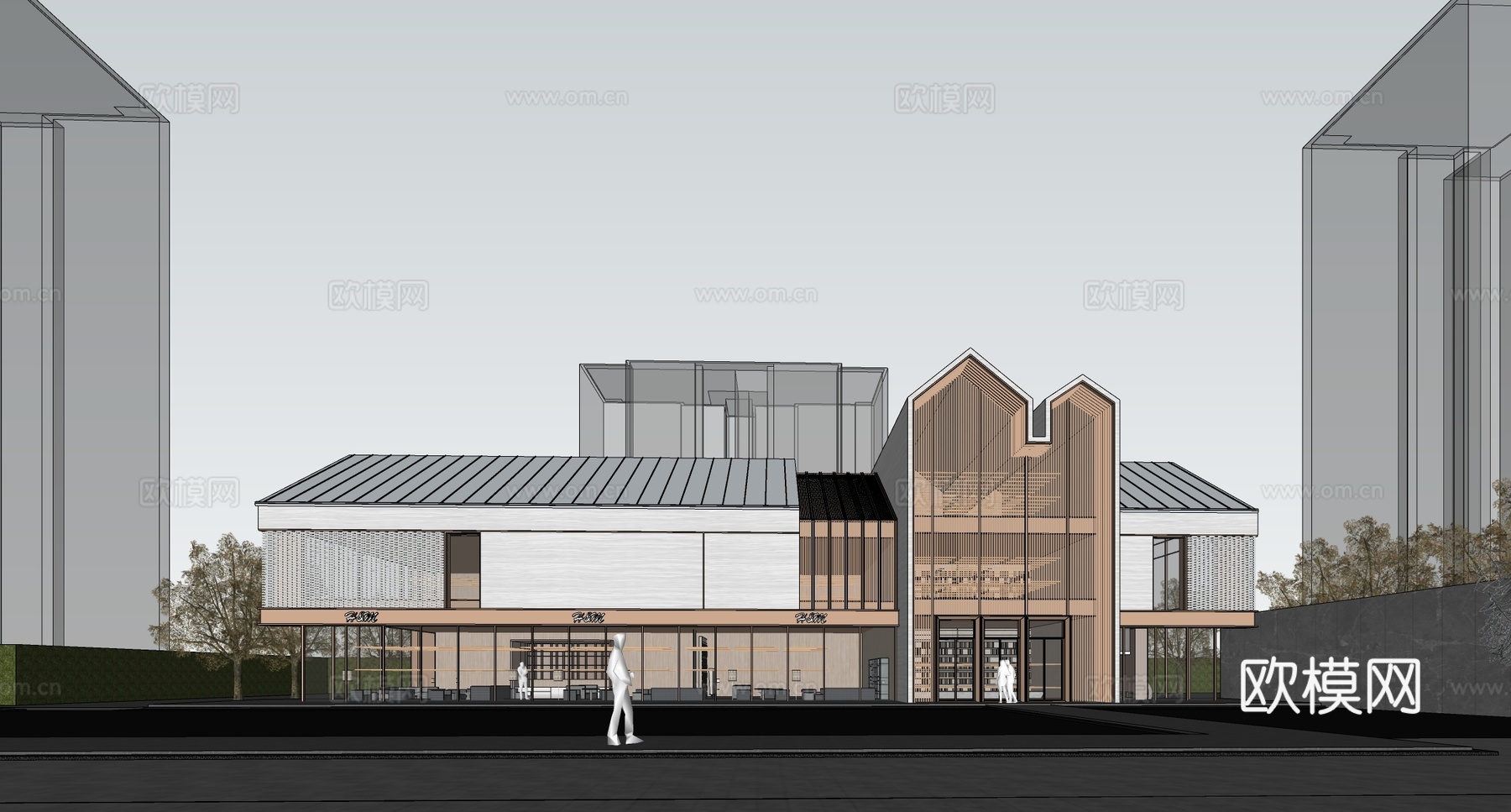 现代售楼处建筑 售楼部建筑 商业建筑su模型