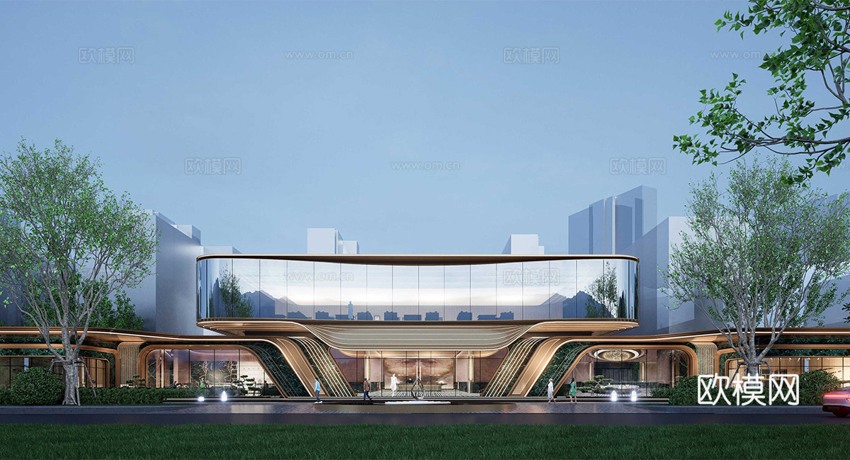 现代售楼处建筑 售楼部建筑su模型