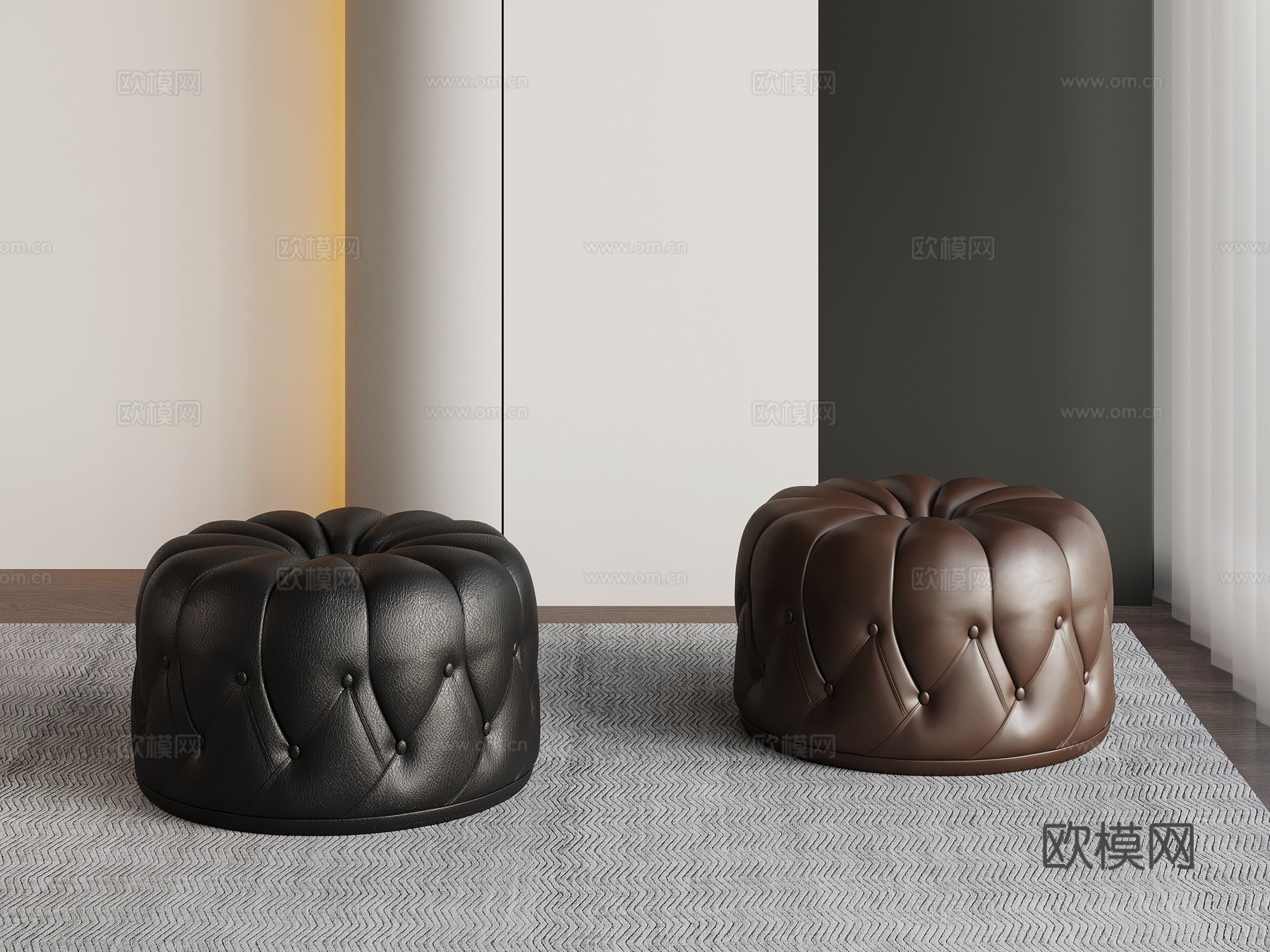 现代意式沙发凳 换鞋凳su模型