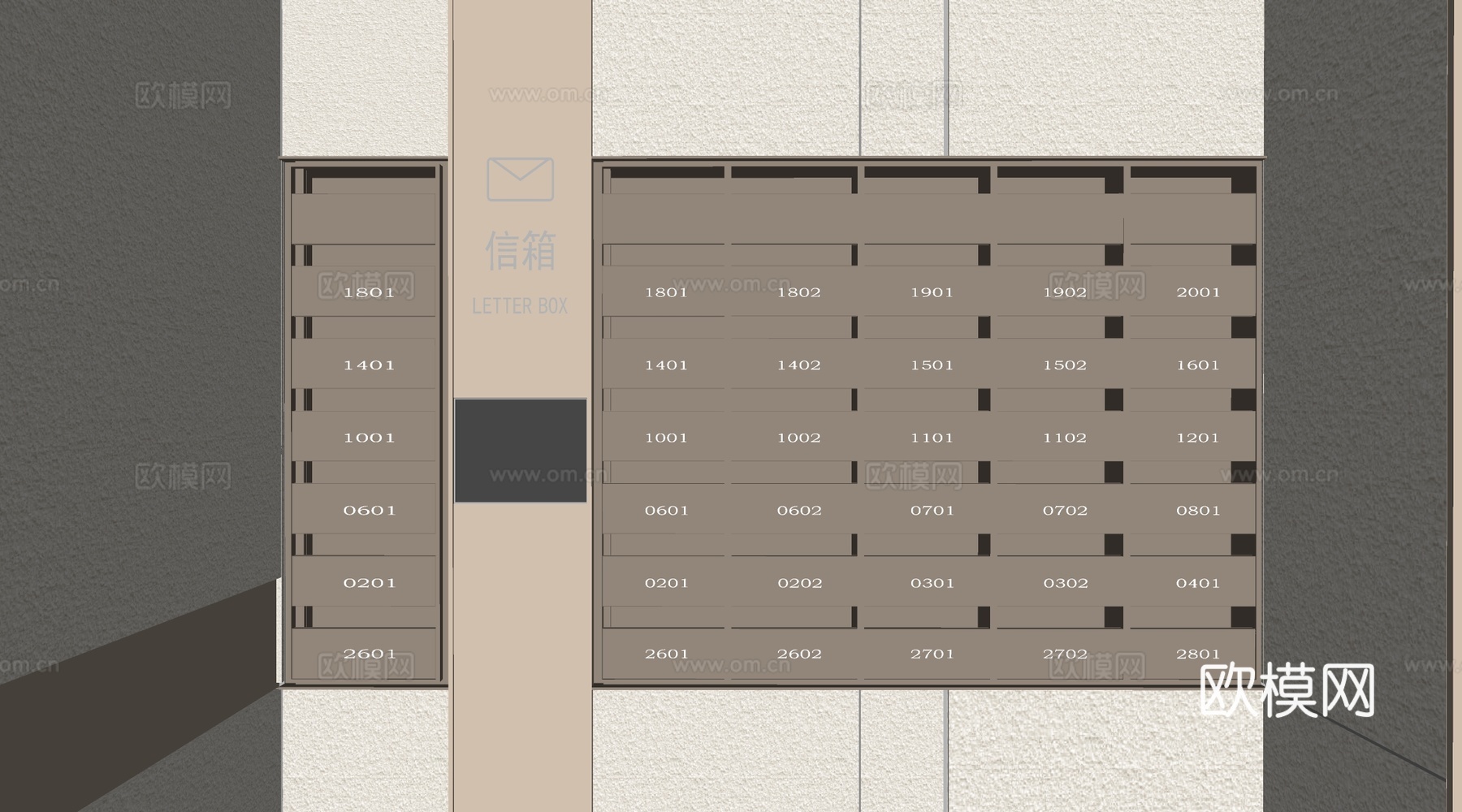 现代信箱 小区信箱 邮箱su模型