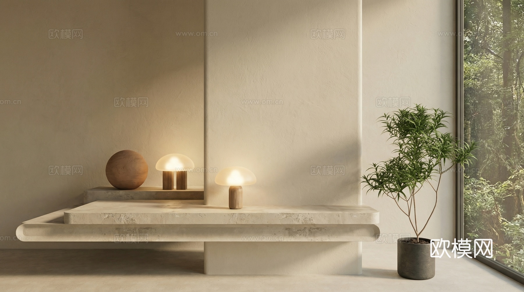 现代台灯 奶油台灯 侘寂台灯su模型