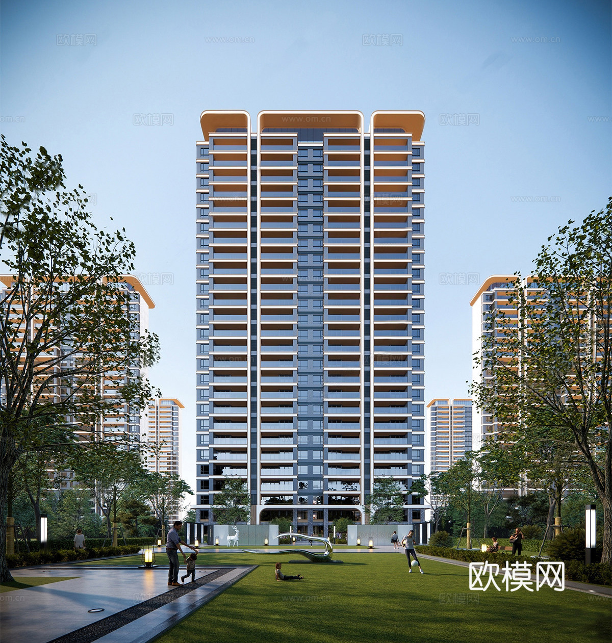 现代高层住宅  小区住宅建筑 高端小区建筑su模型