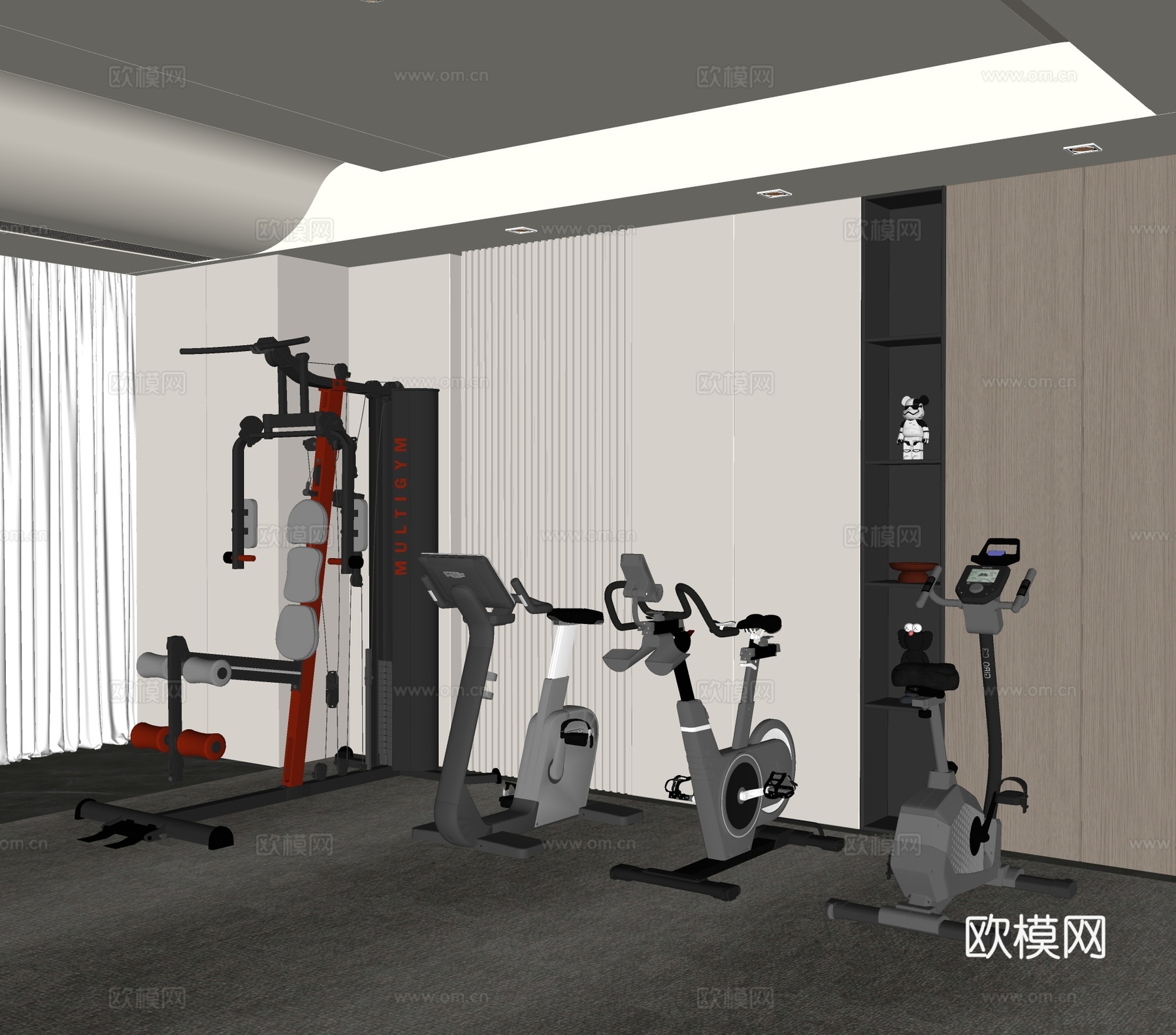 现代健身器材su模型