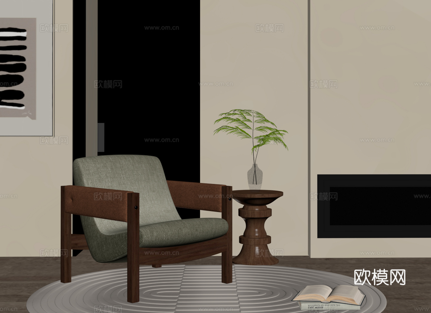 中古休闲椅 单人沙发 沙发椅su模型