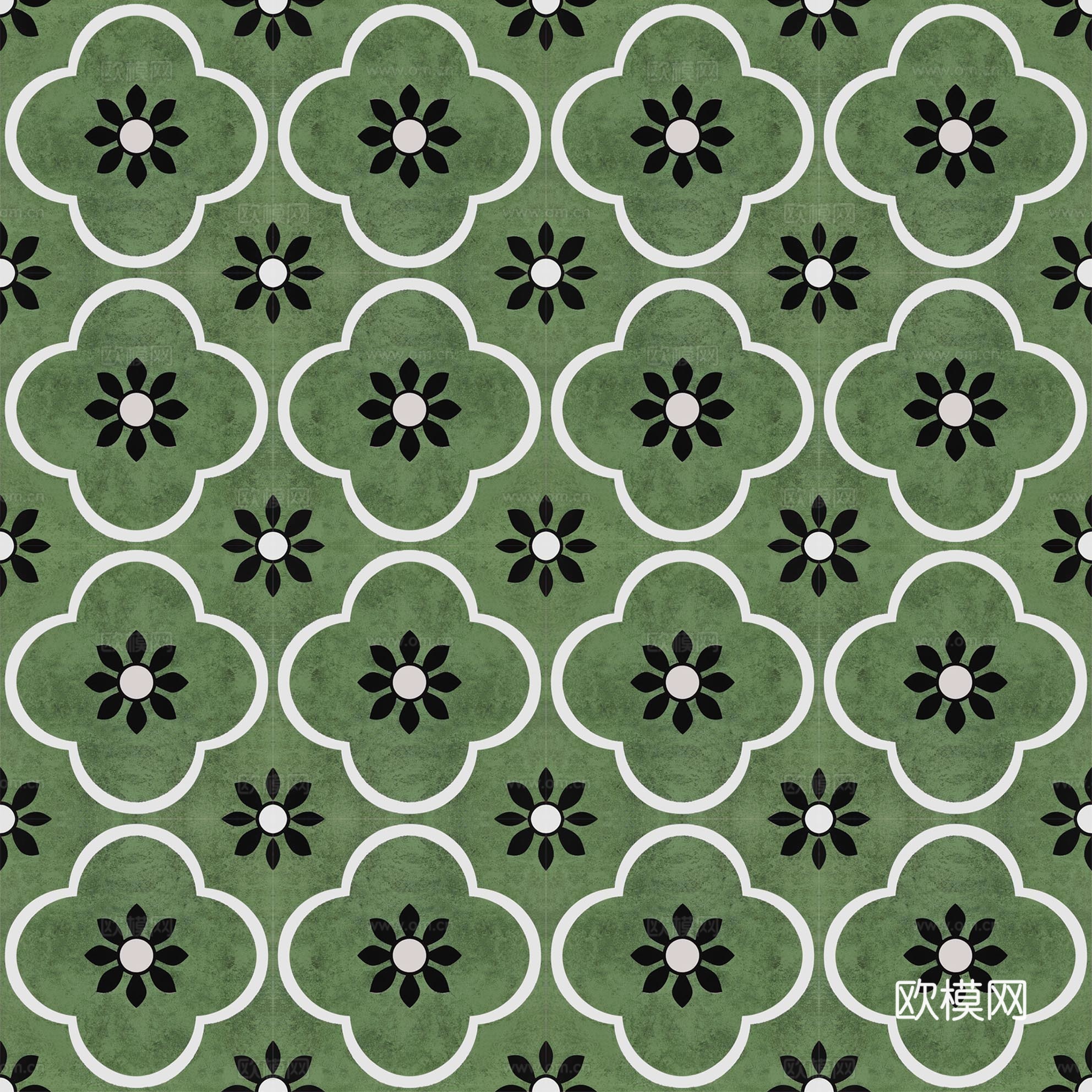 无缝绿色复古小花砖