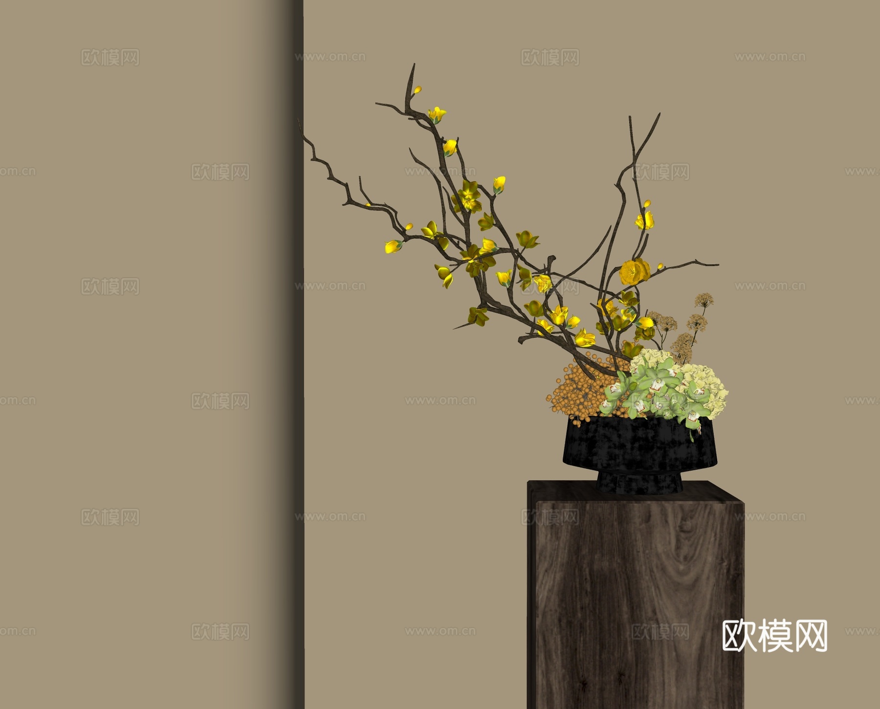 现代花瓶花艺插花su模型