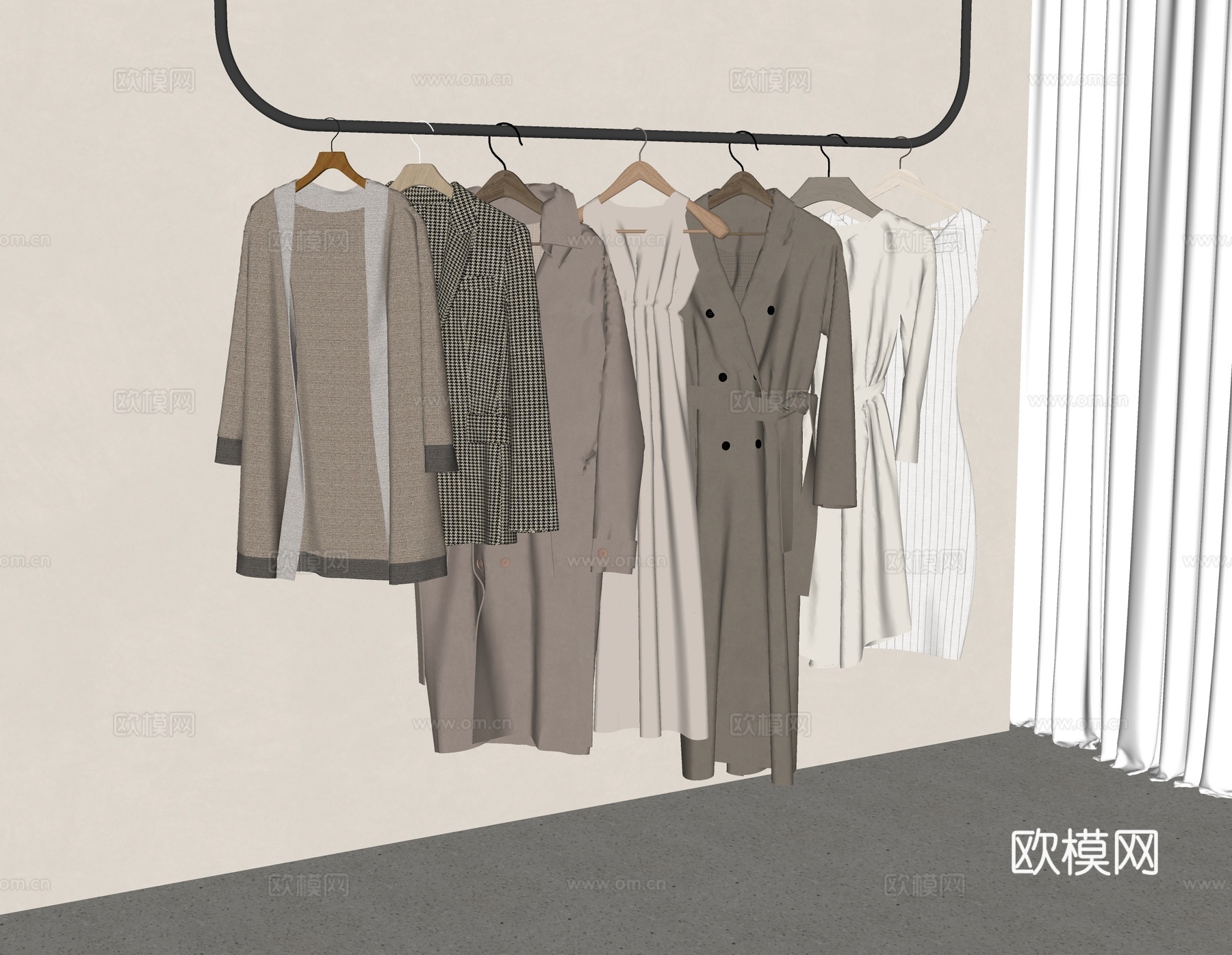 现代衣服su模型