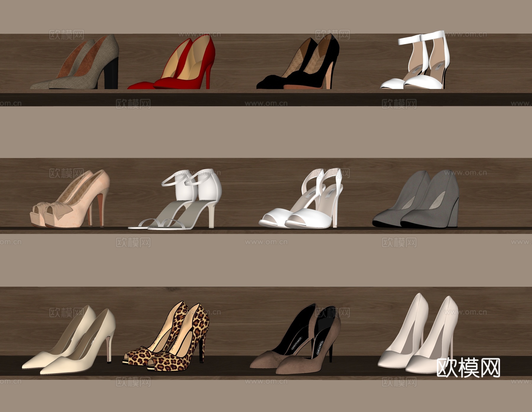 现代皮鞋高跟鞋su模型