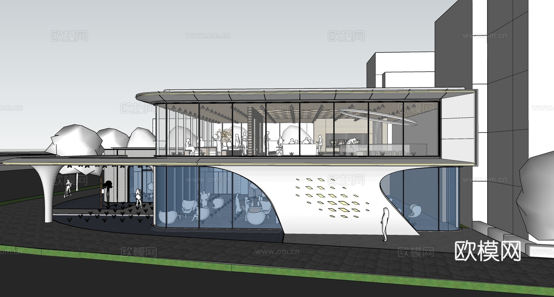 现代售楼处建筑 售楼部建筑 异形建筑su模型