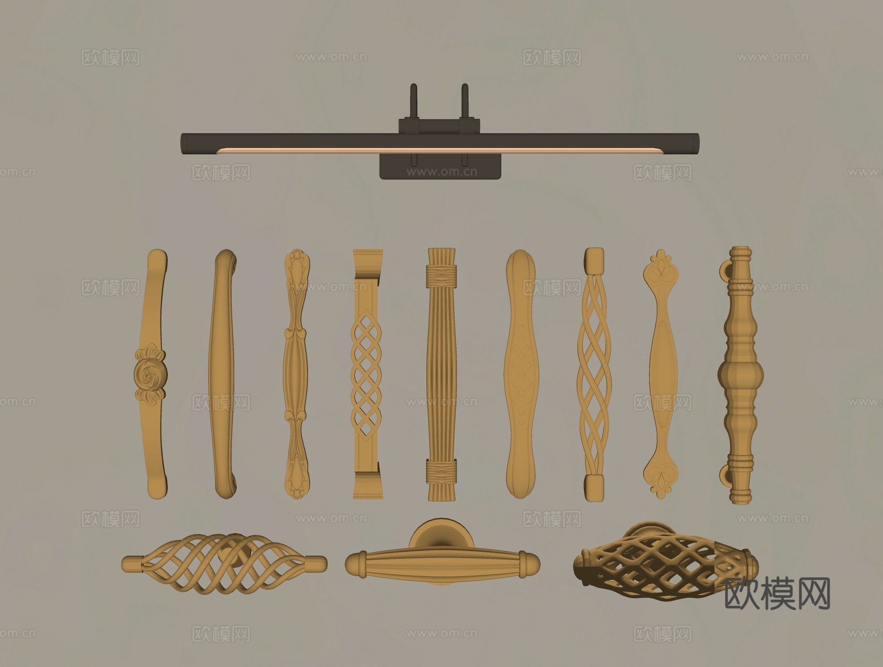 现代拉手门把手su模型