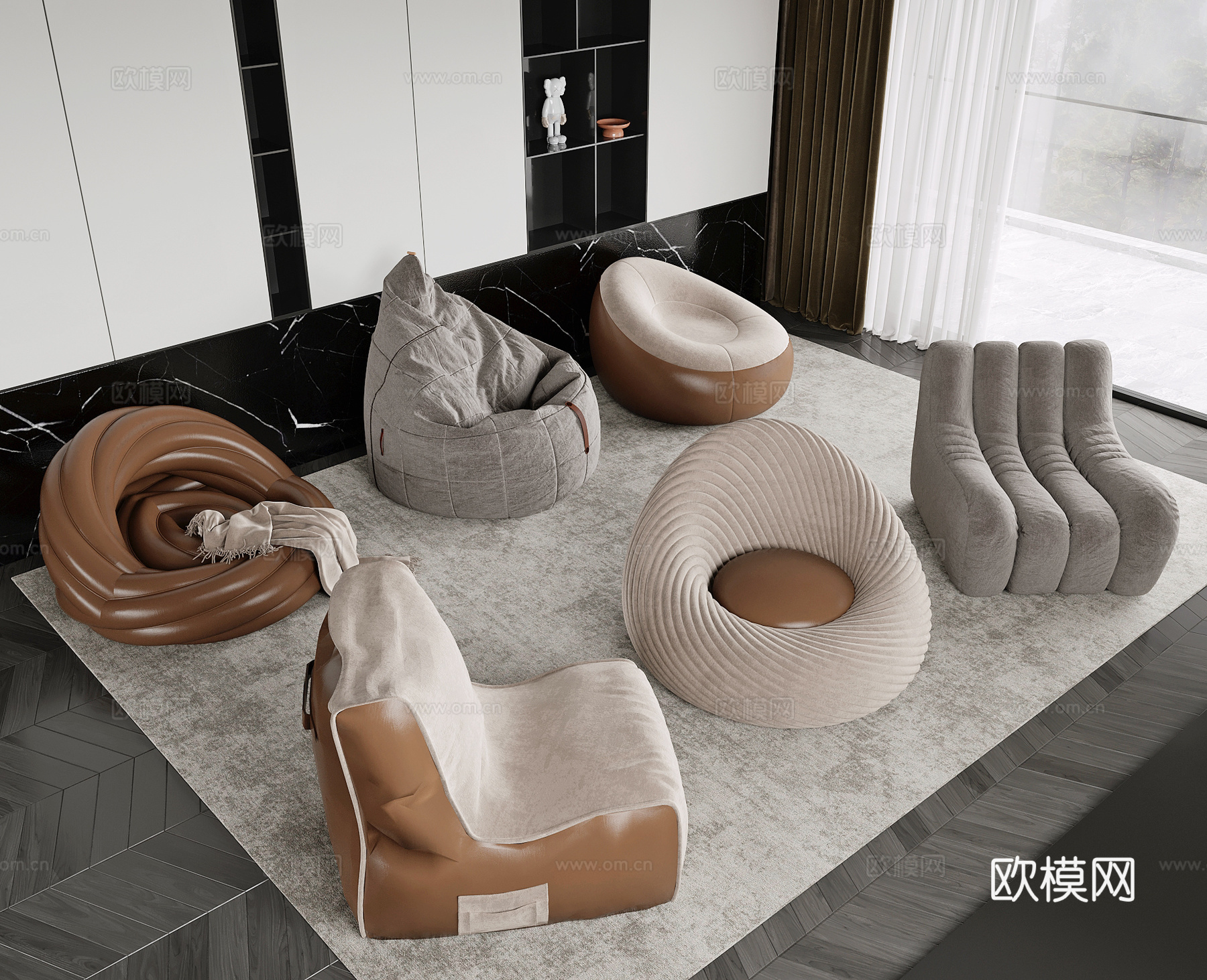 现代懒人沙发su模型