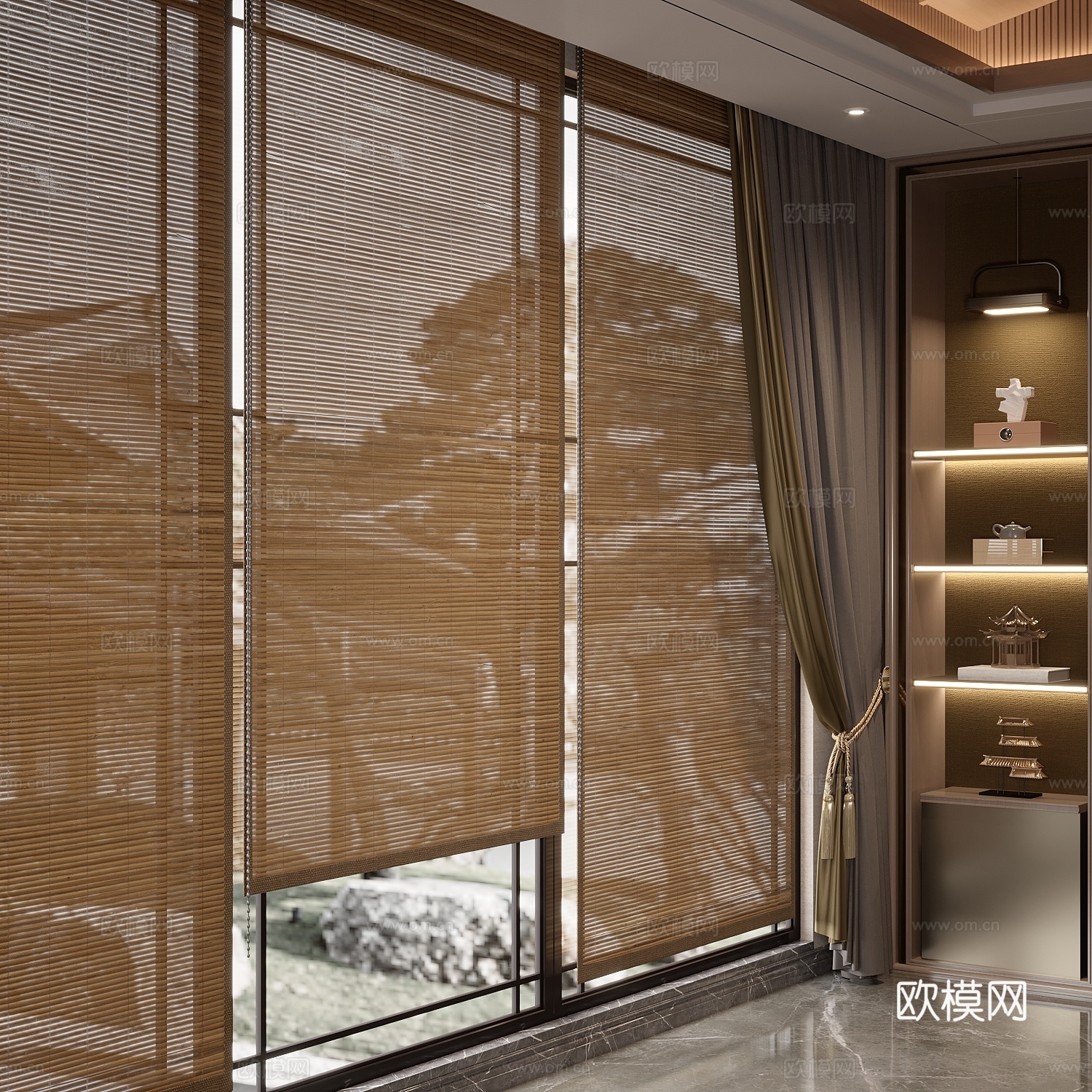 现代卷帘竹帘su模型