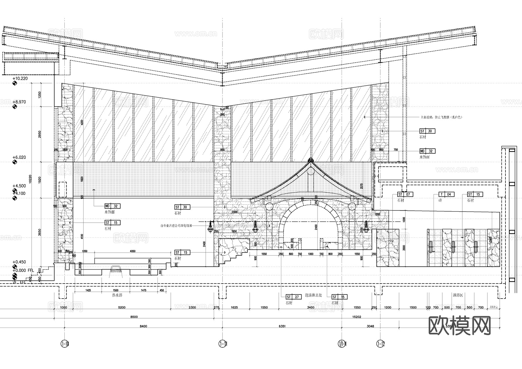 男子温泉洗浴中心施工详图 男子温泉大浴场 休闲娱乐会所 SPcad施工图cad施工图