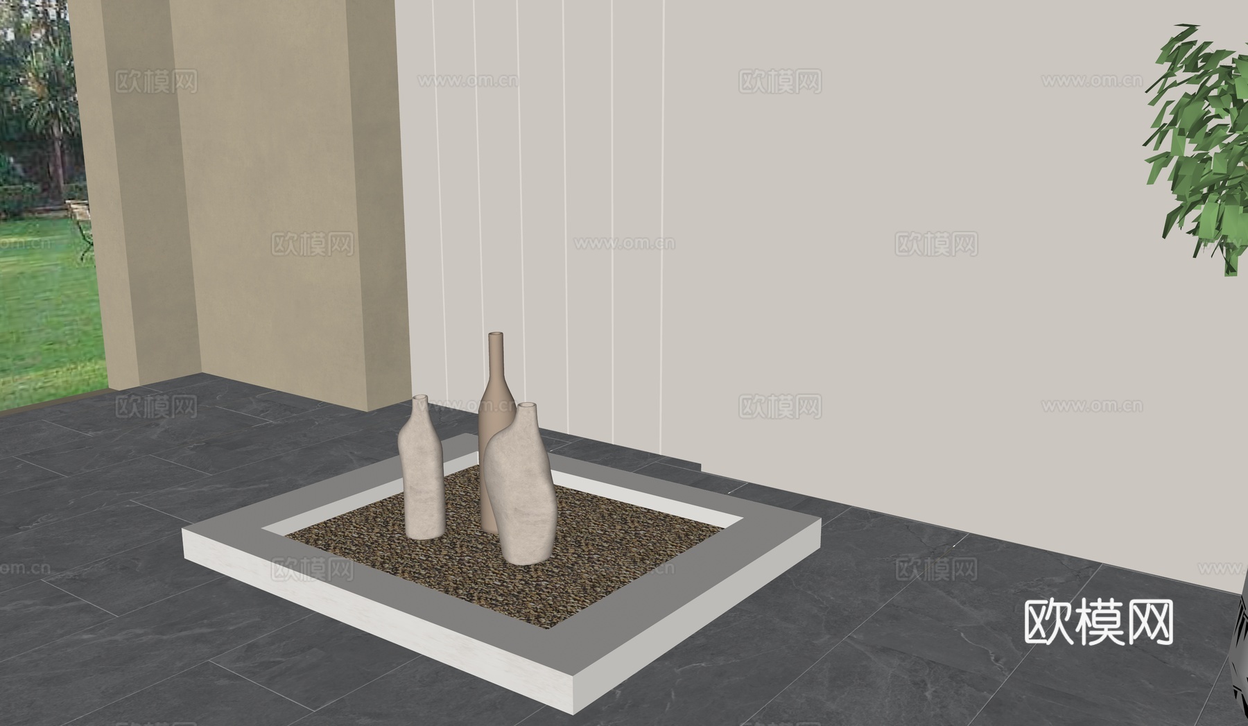 现代陶罐器皿组合su模型