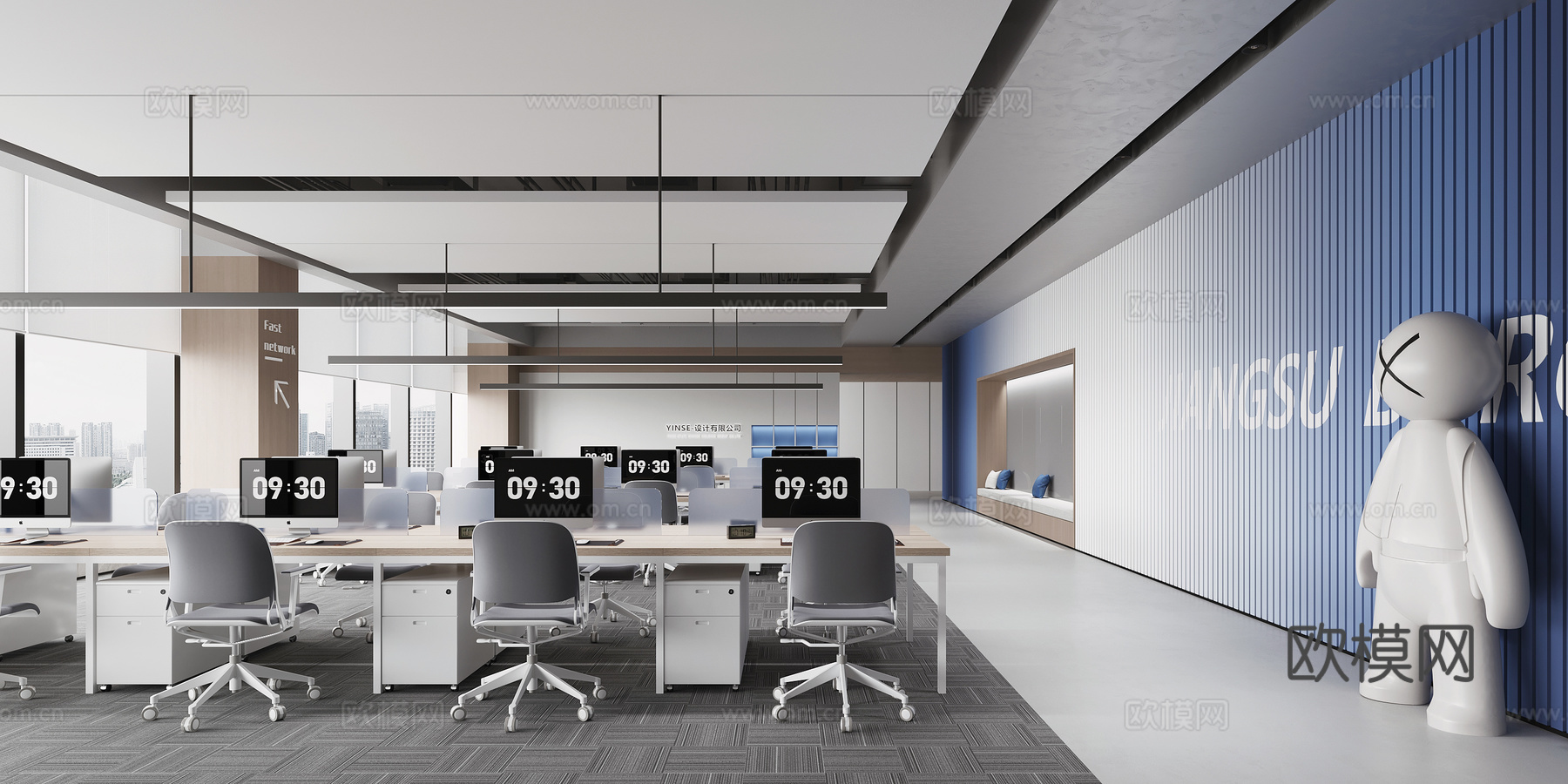 现代办公区su模型