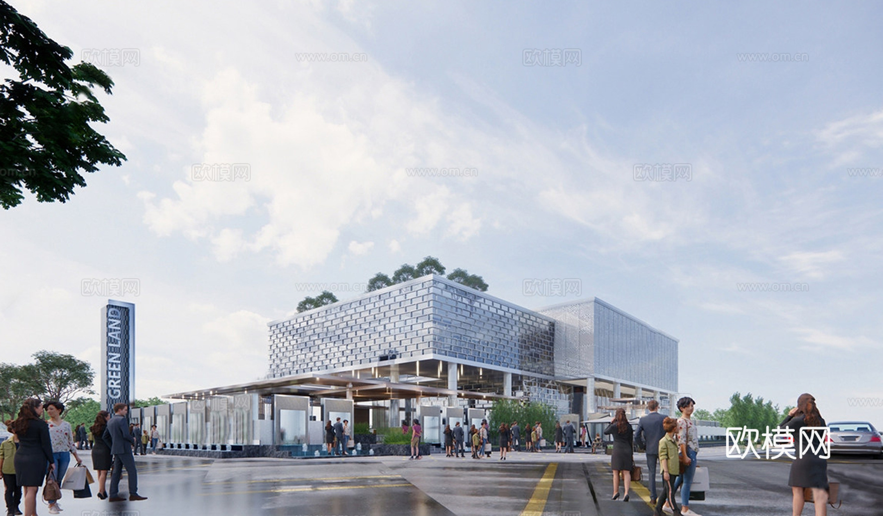 现代售楼处建筑 售楼部建筑su模型