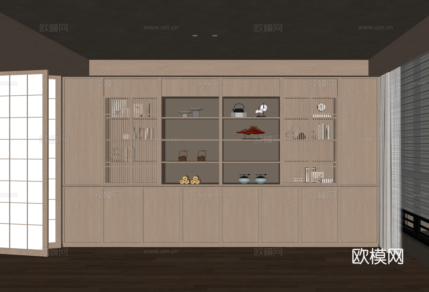 现代茶室柜 茶柜su模型