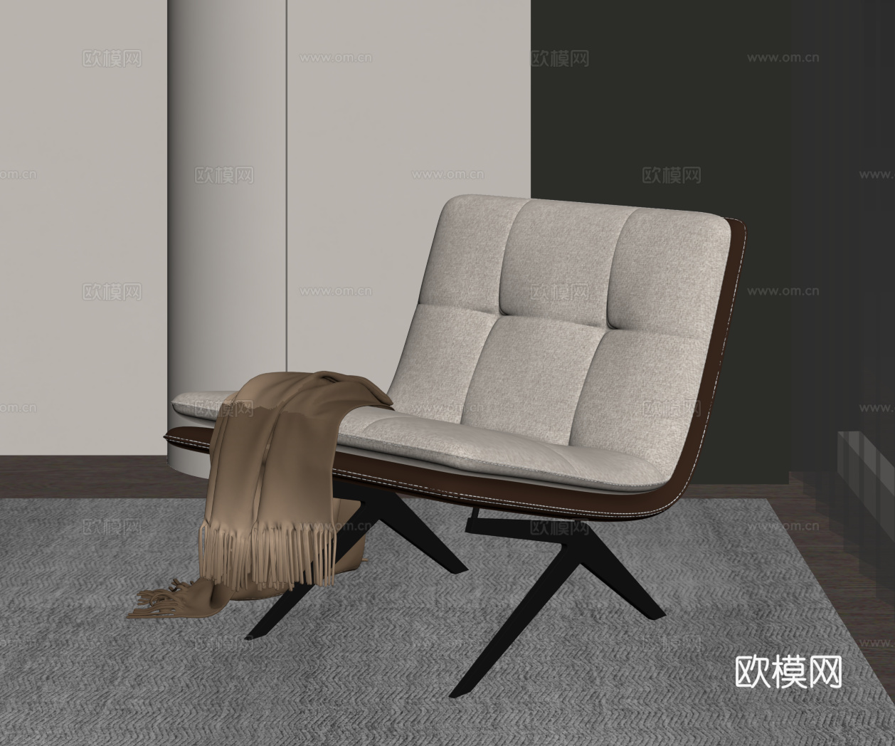 现代意式休闲沙发 单人沙发 现代意式休闲椅su模型