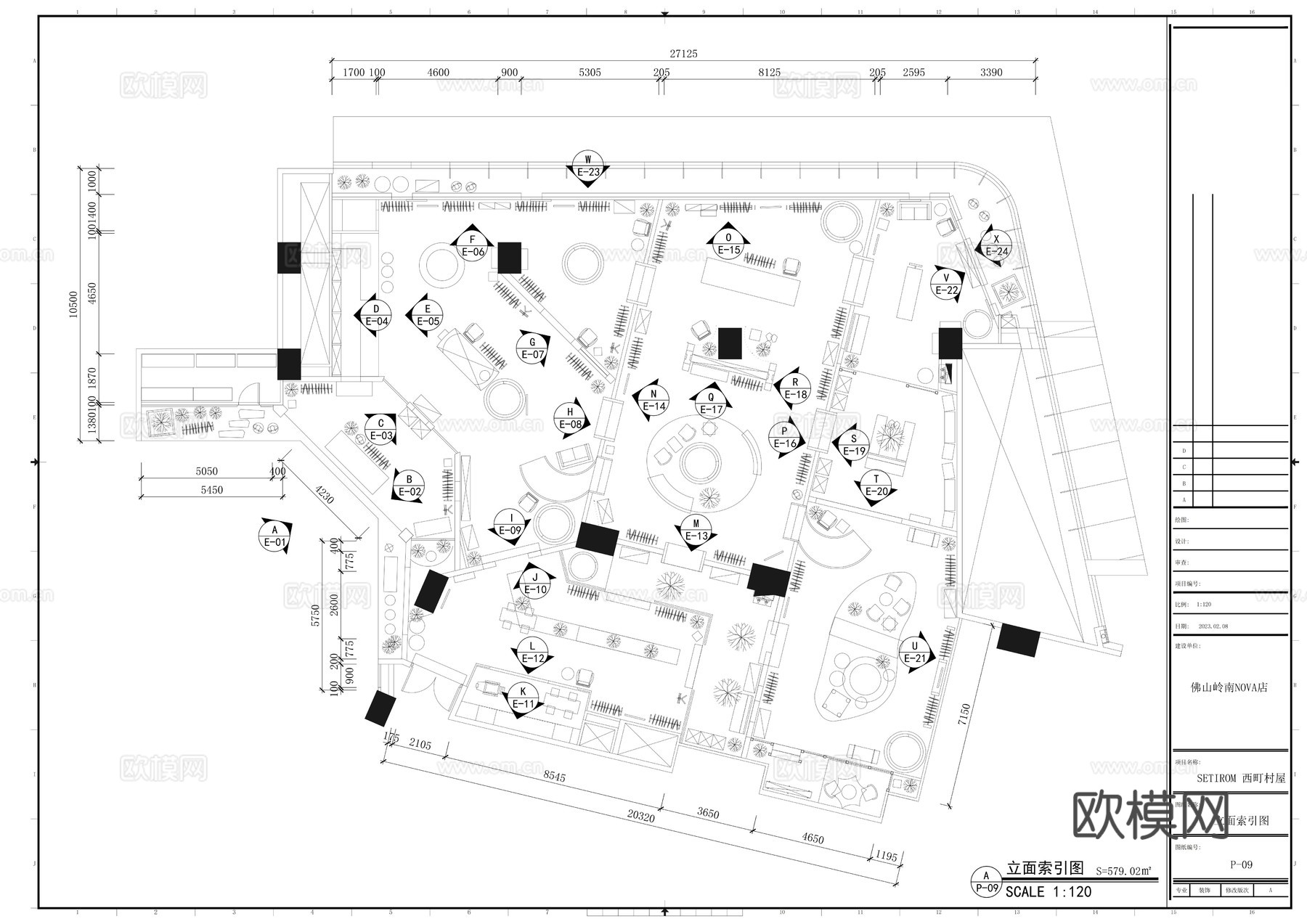 SETIROM西町村屋服装店-佛山岭南NOVA店施工图cad施工图下载（渲染图3）