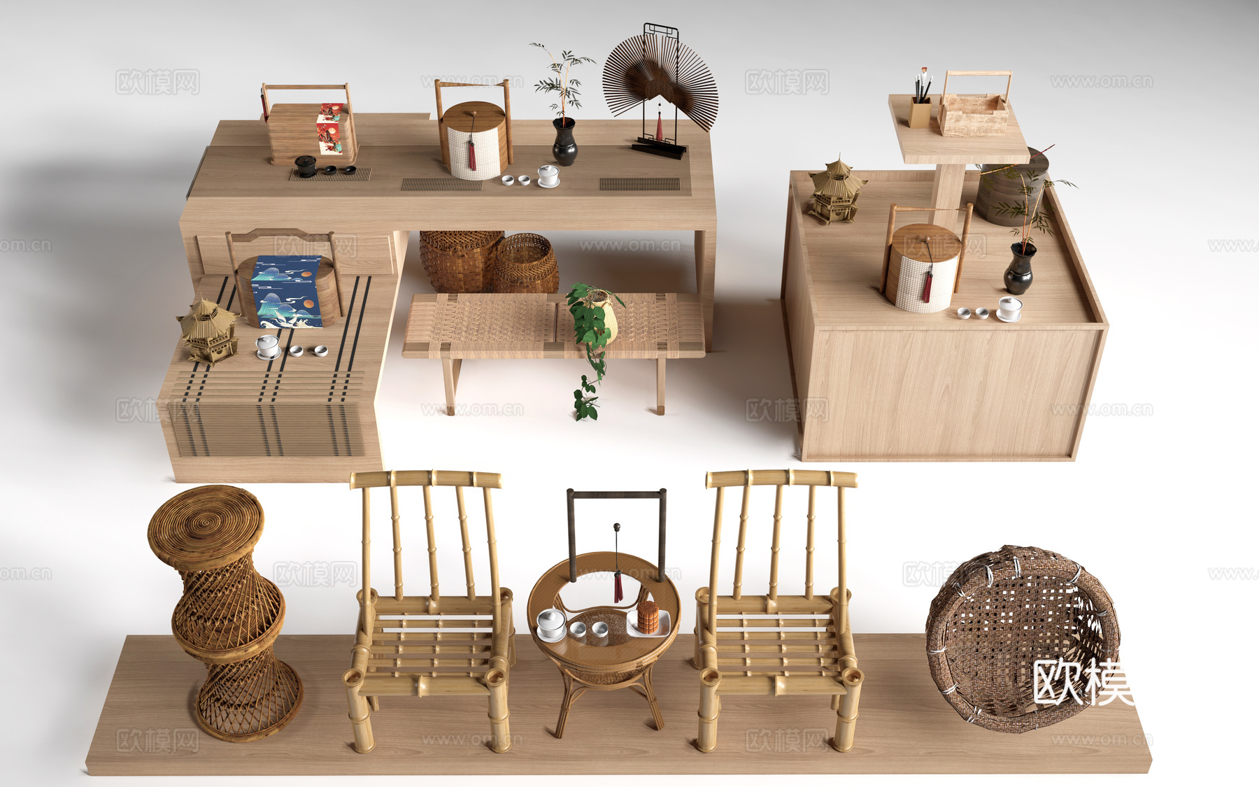 现代文创展台 文创展柜 文创展架 民俗小品su模型