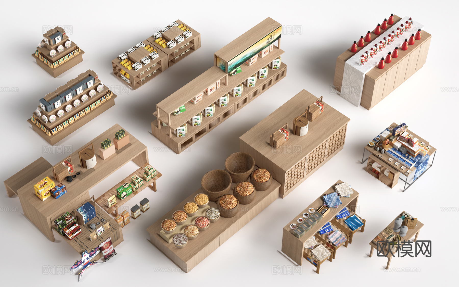 现代文创展台 文创展柜 文创展架 民俗小品su模型