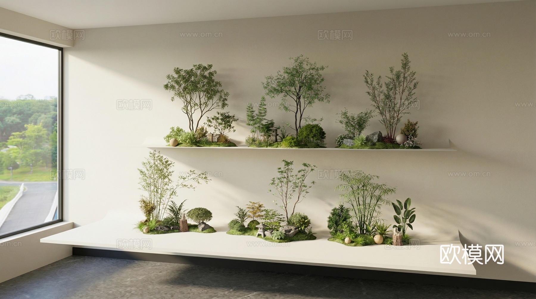 现代庭院景观小品_园林景观_植物造景_植物堆_植物组合_蕨类su模型