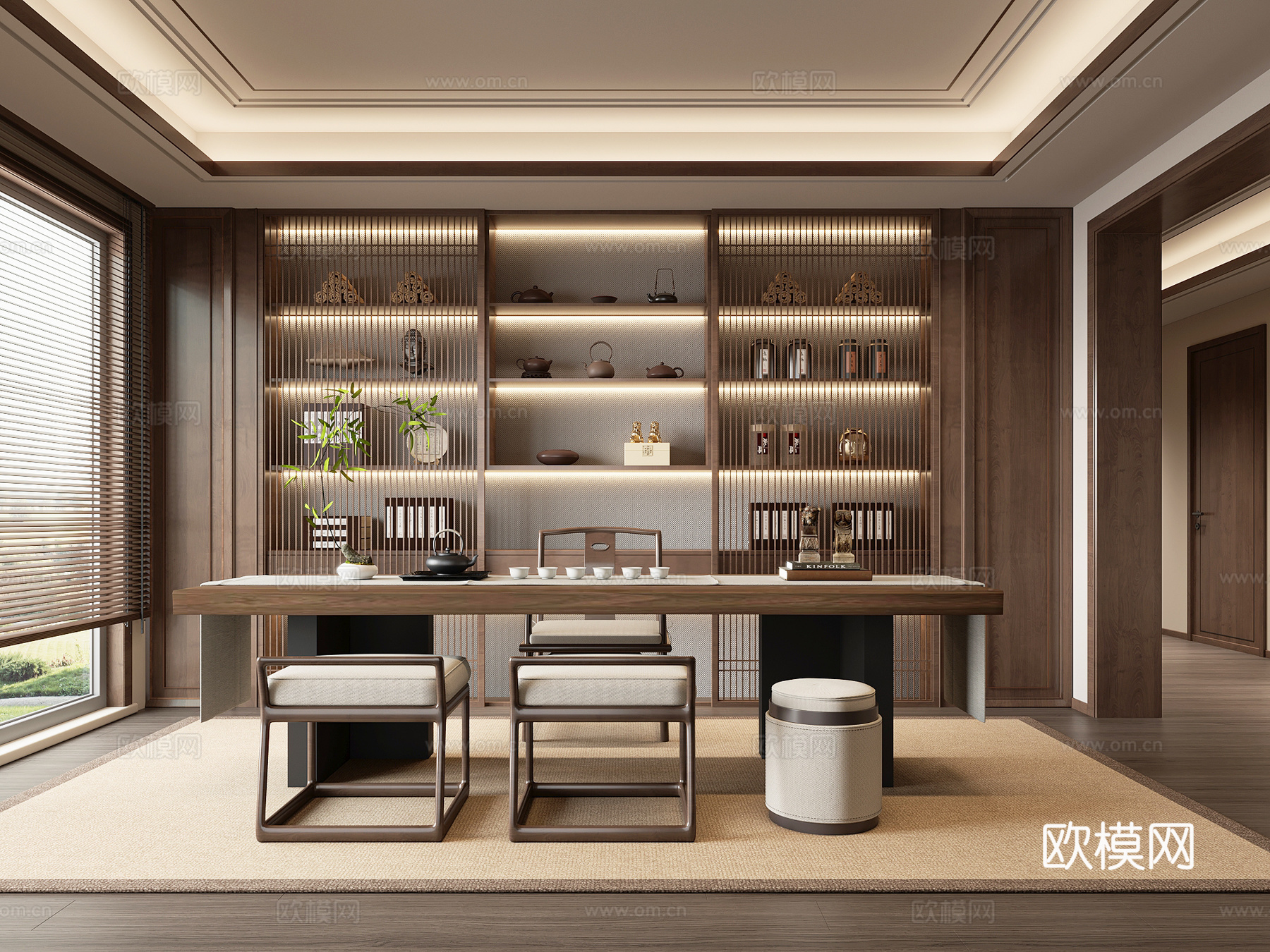 新中式茶室su模型