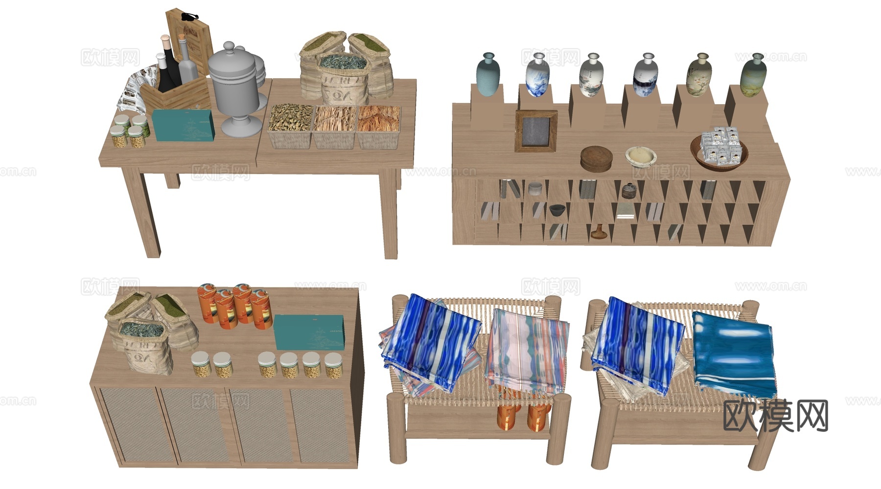 现代文创展台 文创展柜 文创展架 民俗小品su模型