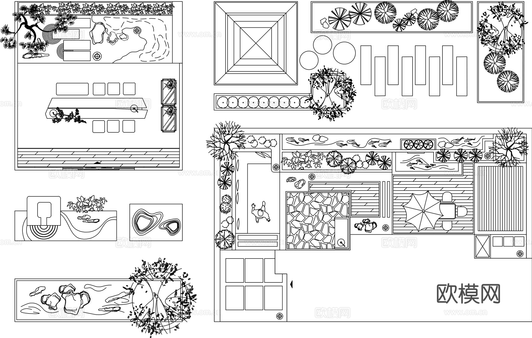 室内造景庭院造景CAD平面图cad施工图下载（渲染图3）