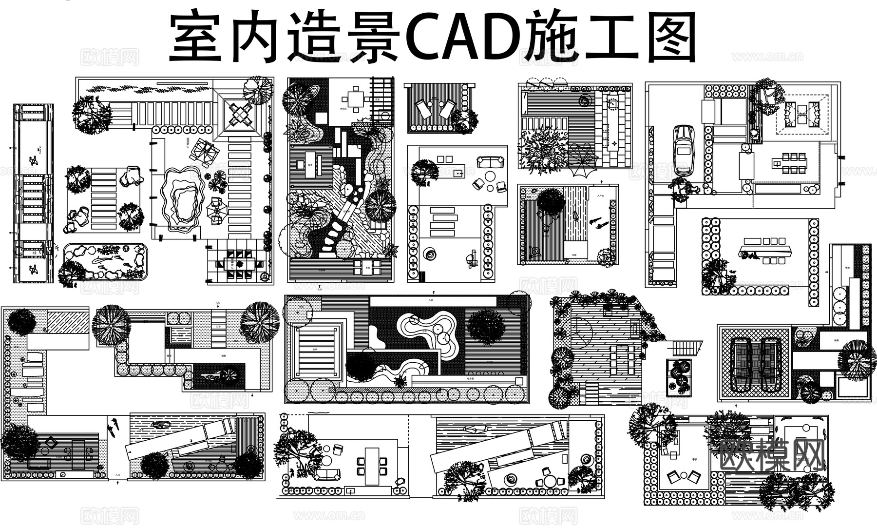 室内造景庭院造景CAD平面图cad施工图下载（渲染图1）