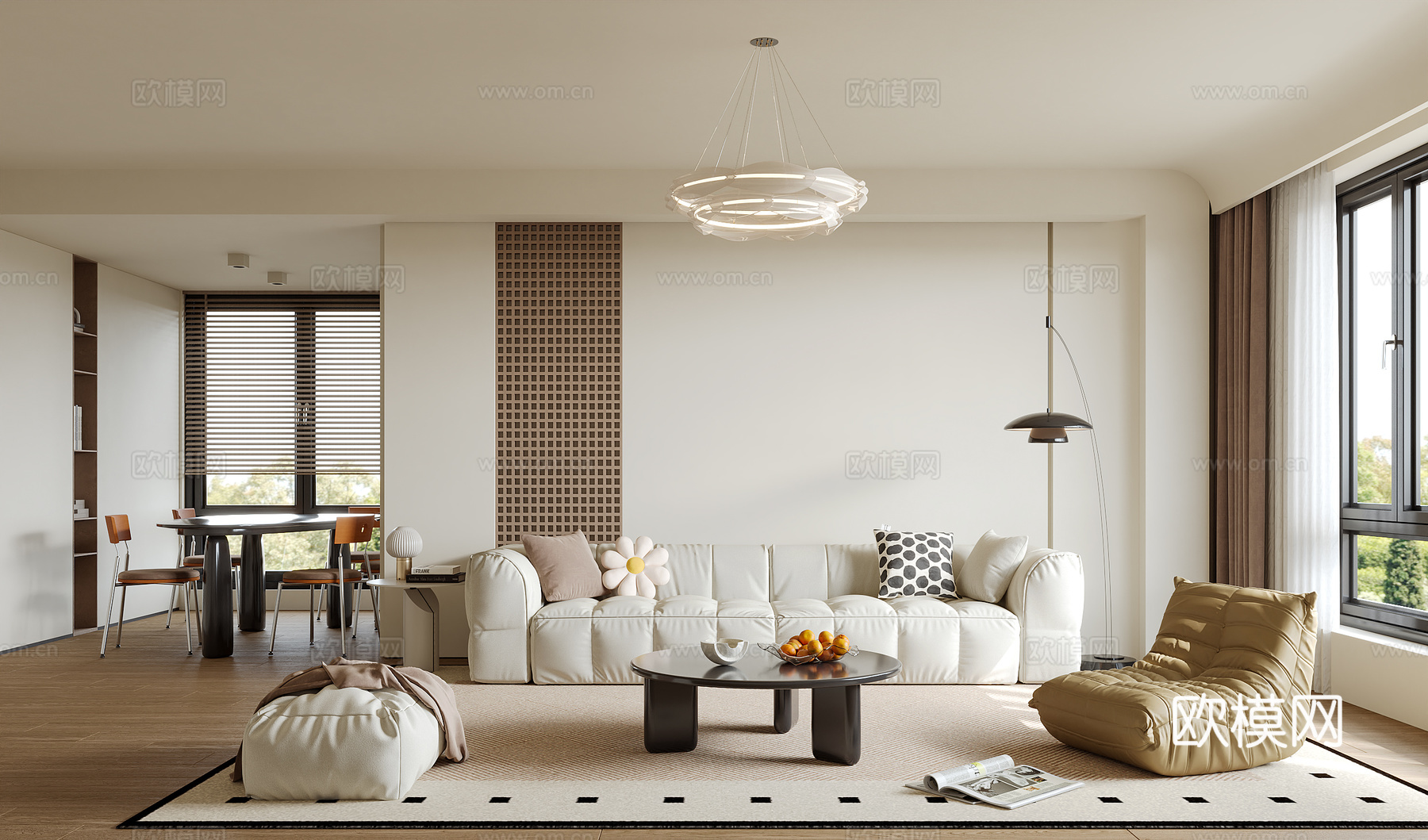 侘寂风客餐厅3d模型下载