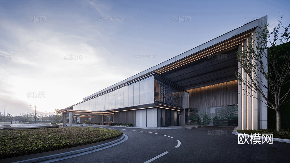 新中式宋风售楼处 售楼部建筑su模型